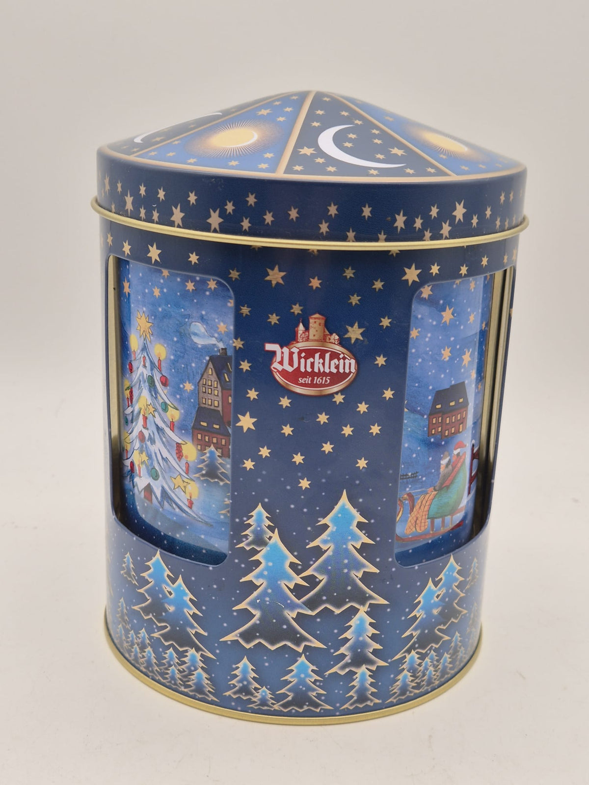 Wicklein Weihnachtsdose aus Blech – Keksdose mit Spieluhr und Weihnachtsmotiven – ca. 20 cm