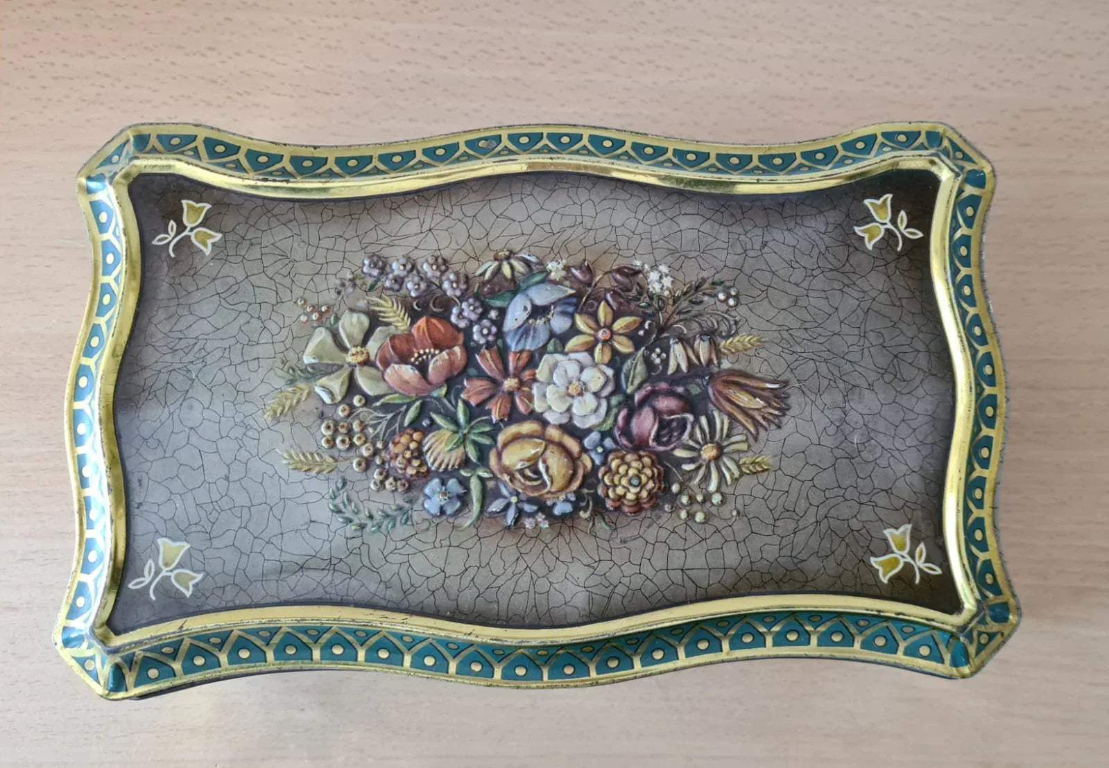 Alte Antike Blechdose / Dose Haribo Lakritzen Bonn / Blumenmuster