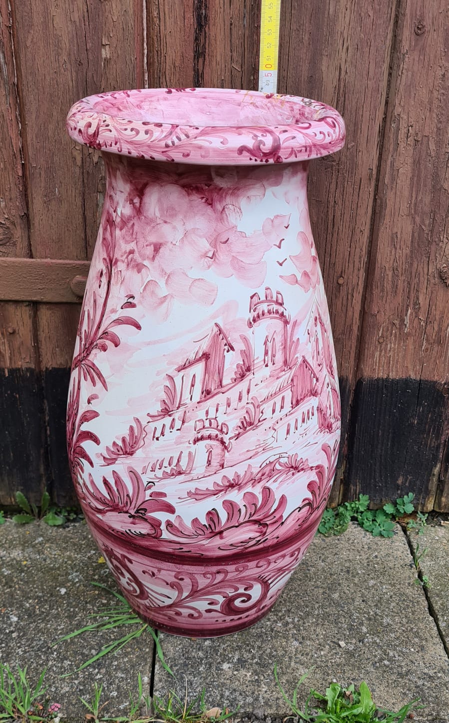 Keramik Vase Giuseppe Mazzotti Albisola 1903 in rot, weiß