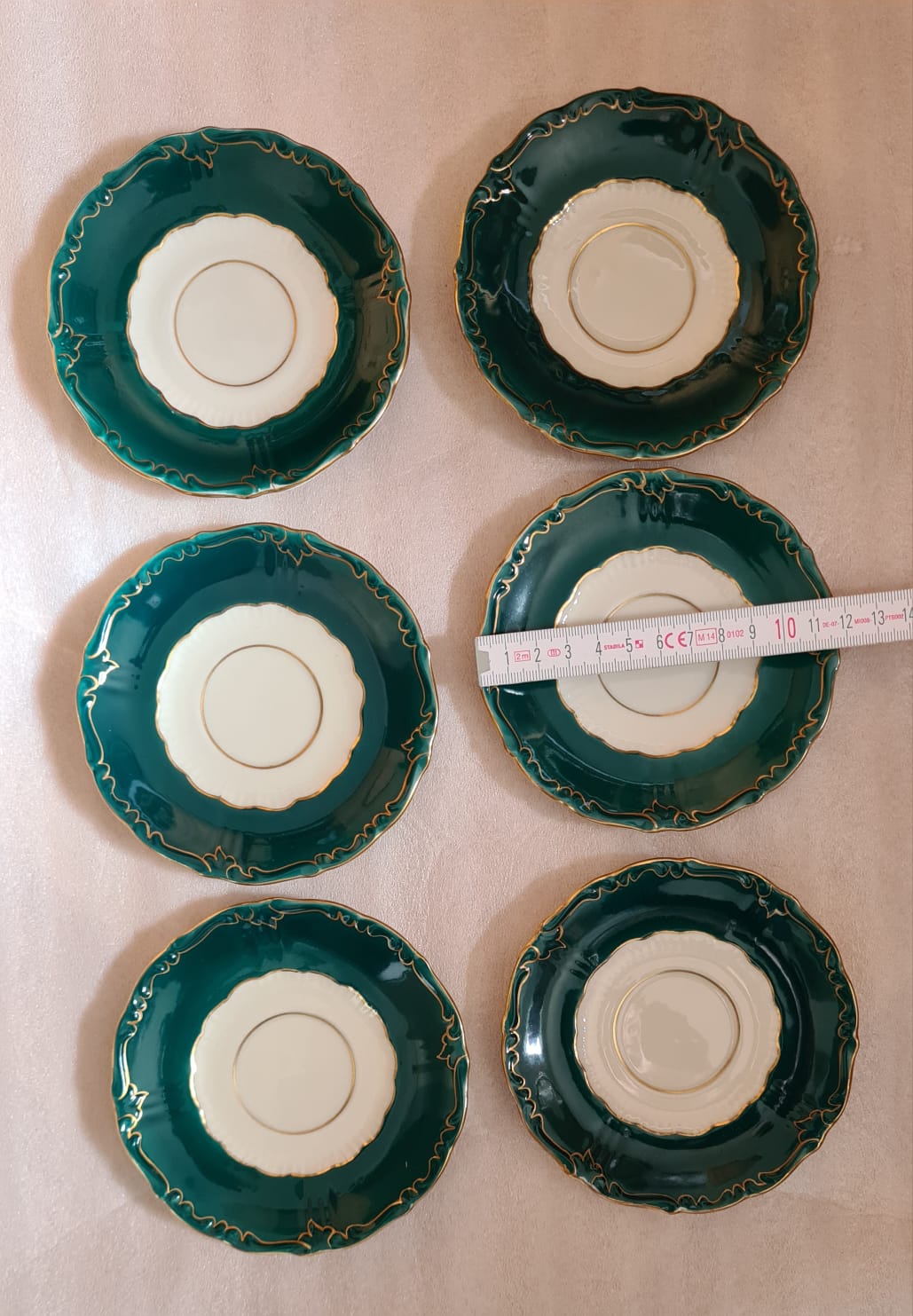 Antikes Reichenbacher Porzellan Mokkaservice Kobaltgrün / vergoldet, Altes Kaffeeset