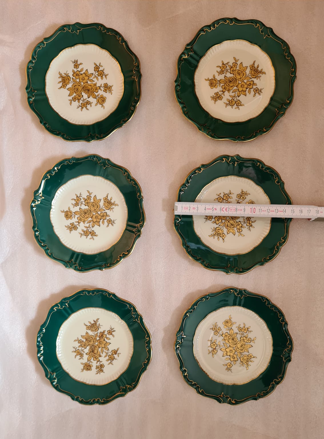 Antikes Reichenbacher Porzellan Mokkaservice Kobaltgrün / vergoldet, Altes Kaffeeset