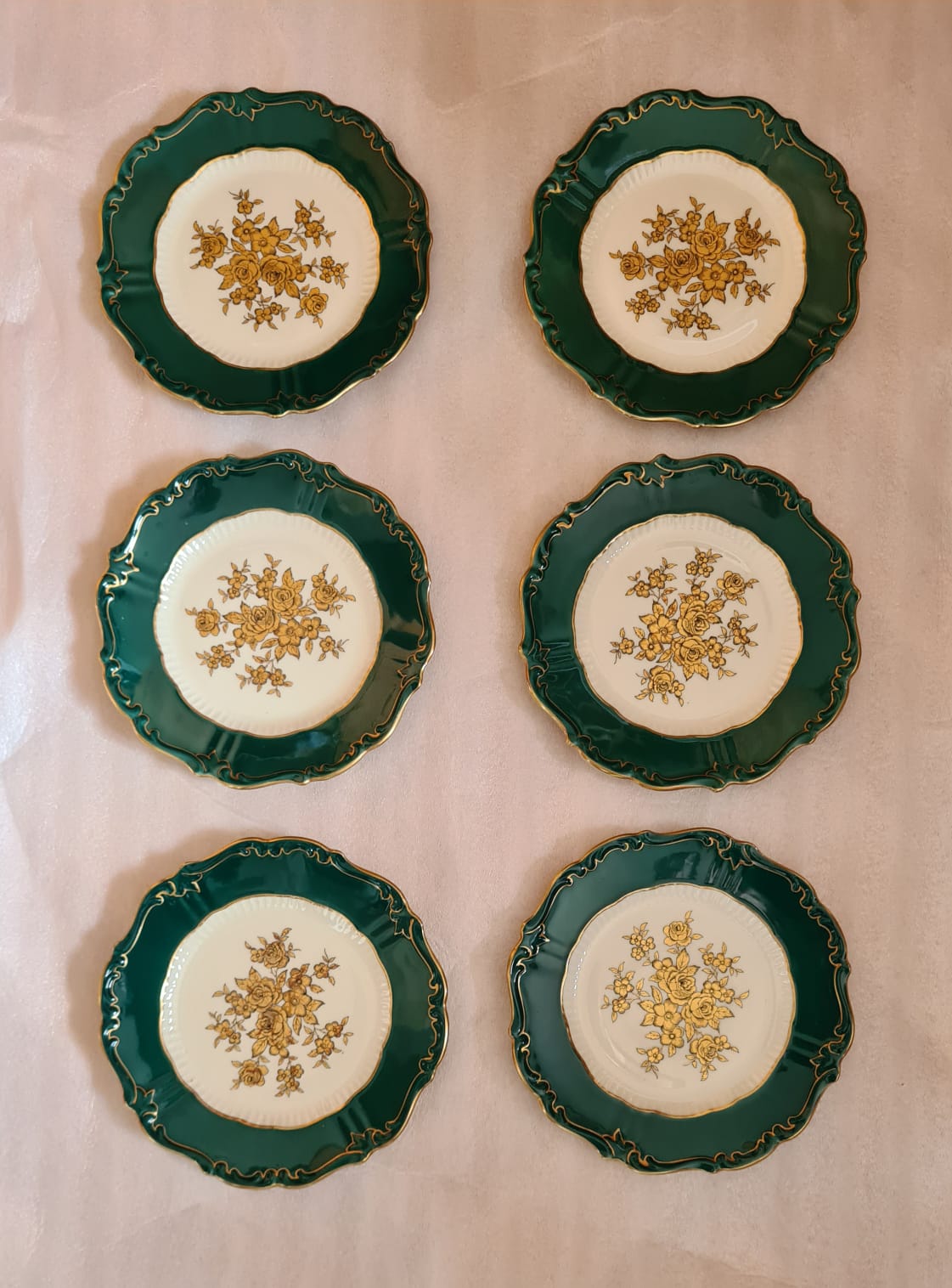 Antikes Reichenbacher Porzellan Mokkaservice Kobaltgrün / vergoldet, Altes Kaffeeset