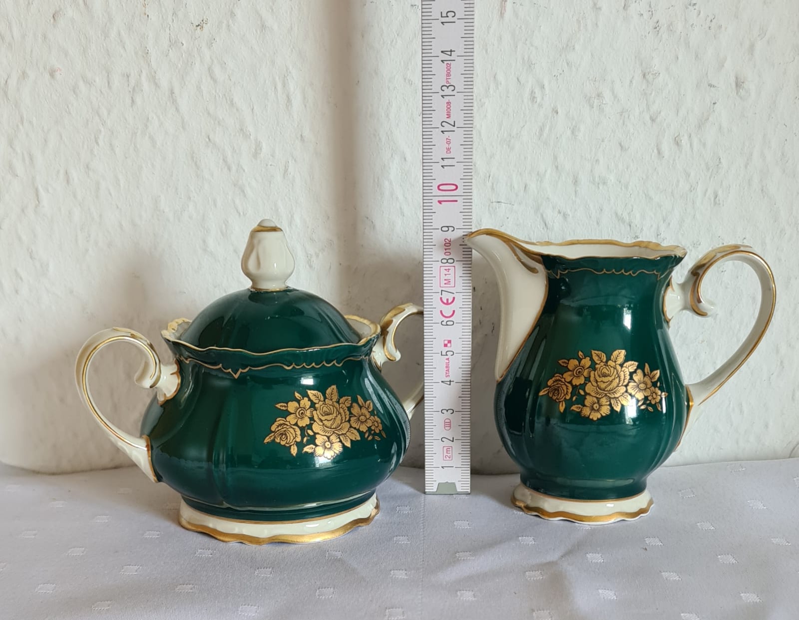 Antikes Reichenbacher Porzellan Mokkaservice Kobaltgrün / vergoldet, Altes Kaffeeset