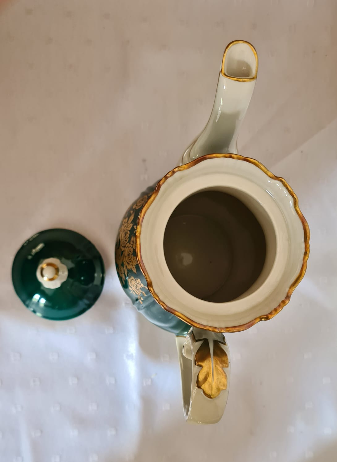 Antikes Reichenbacher Porzellan Mokkaservice Kobaltgrün / vergoldet, Altes Kaffeeset