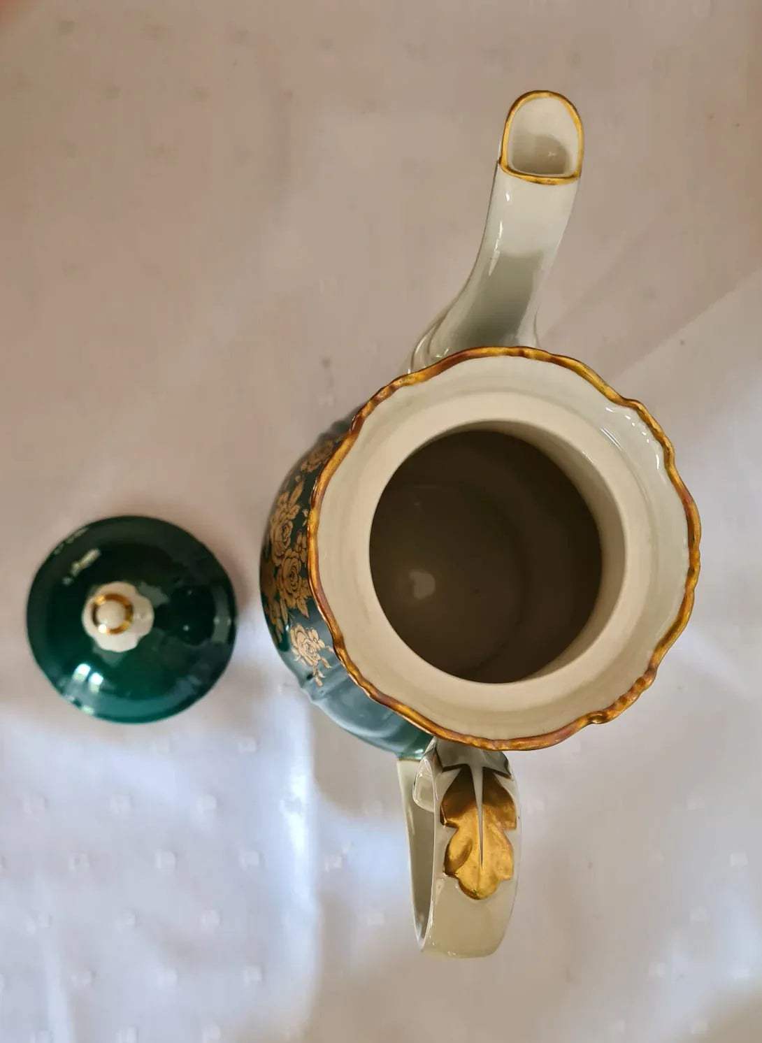 Antikes Reichenbacher Porzellan Mokkaservice Kobaltgrün / vergoldet, Altes Kaffeeset