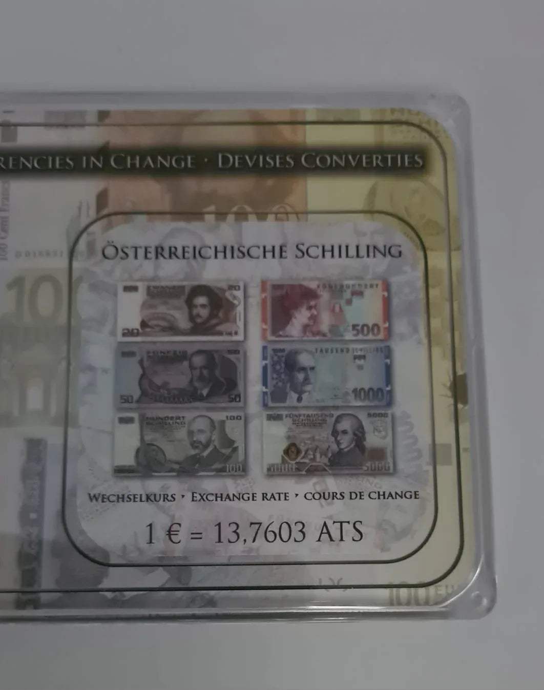 Wechselkursmünze, Währung im Wandel österreichische Schilling in Euro
