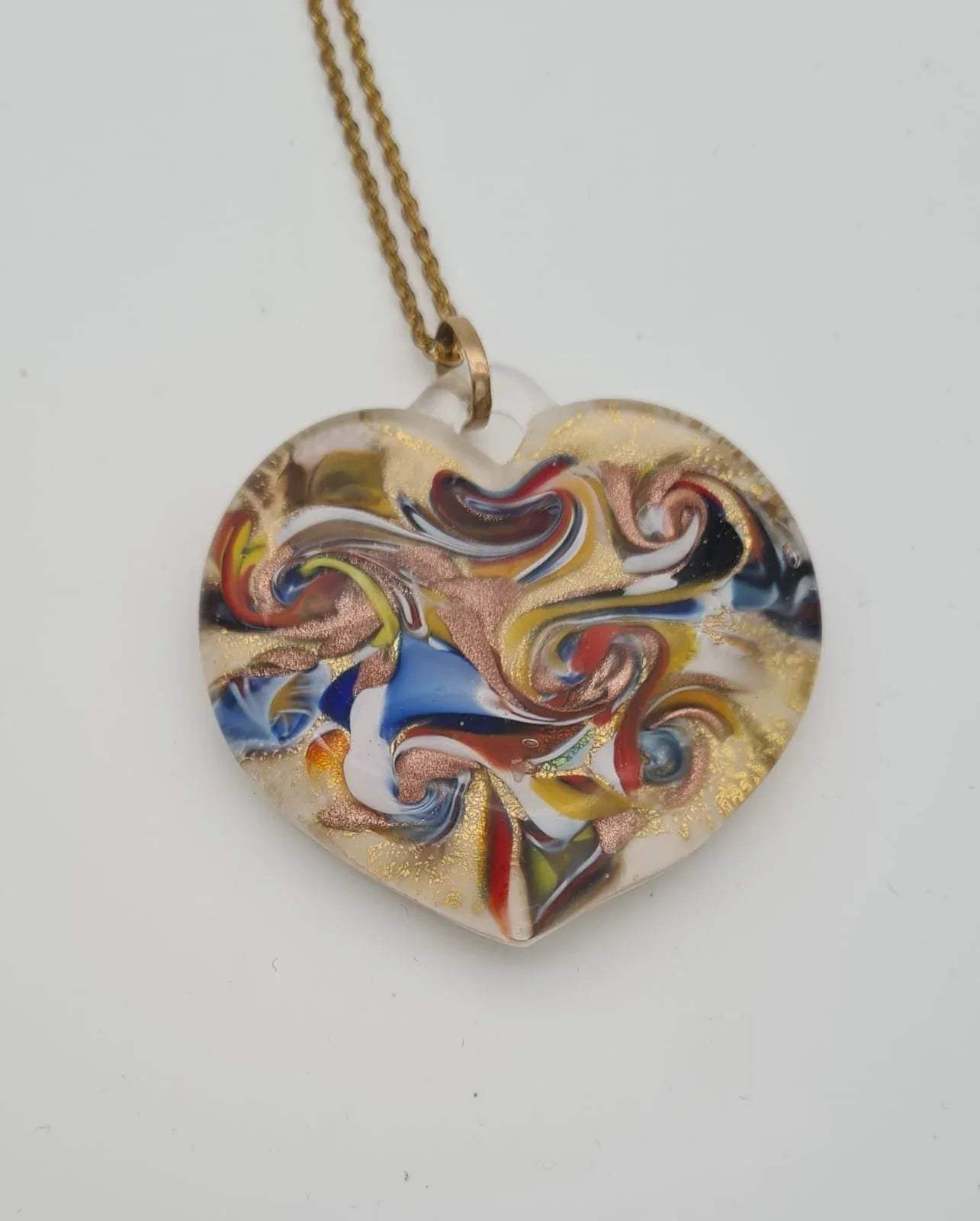 Kette mit Anhänger von Muranoglas 375er Gold, Kette aus Metall