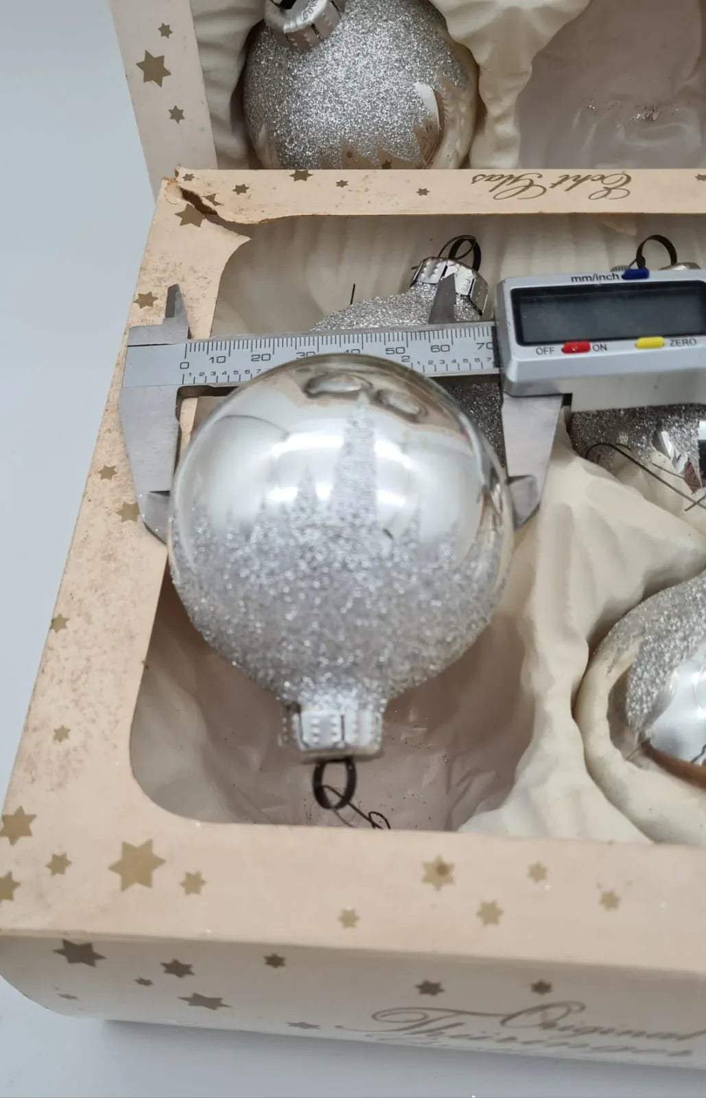 Original Thüringer Christbaumschmuck, 7 silberne Kugeln