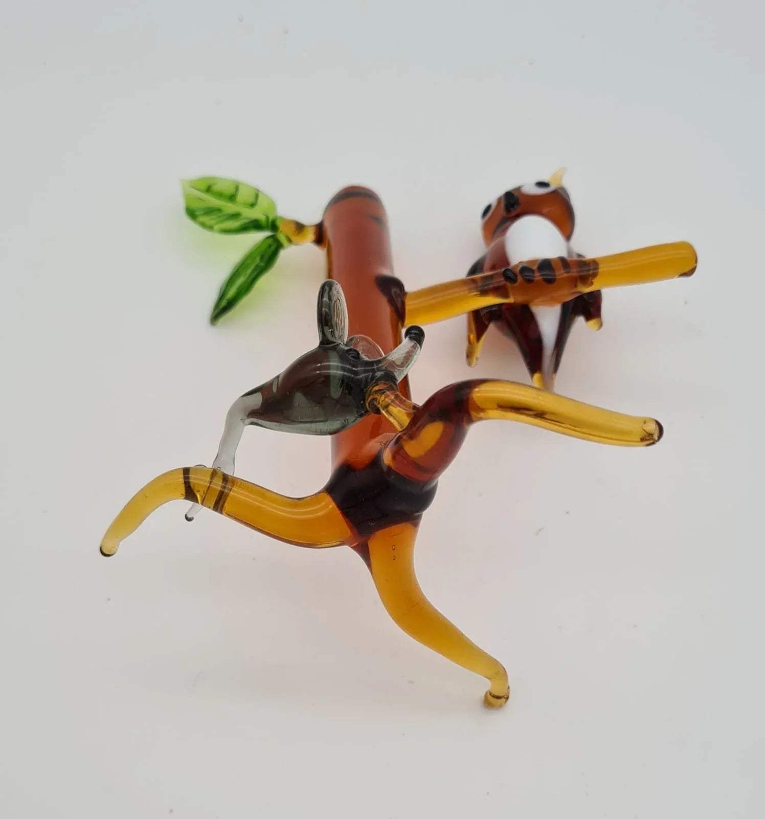 Lauscha Glas Figur Eule auf Baumstamm