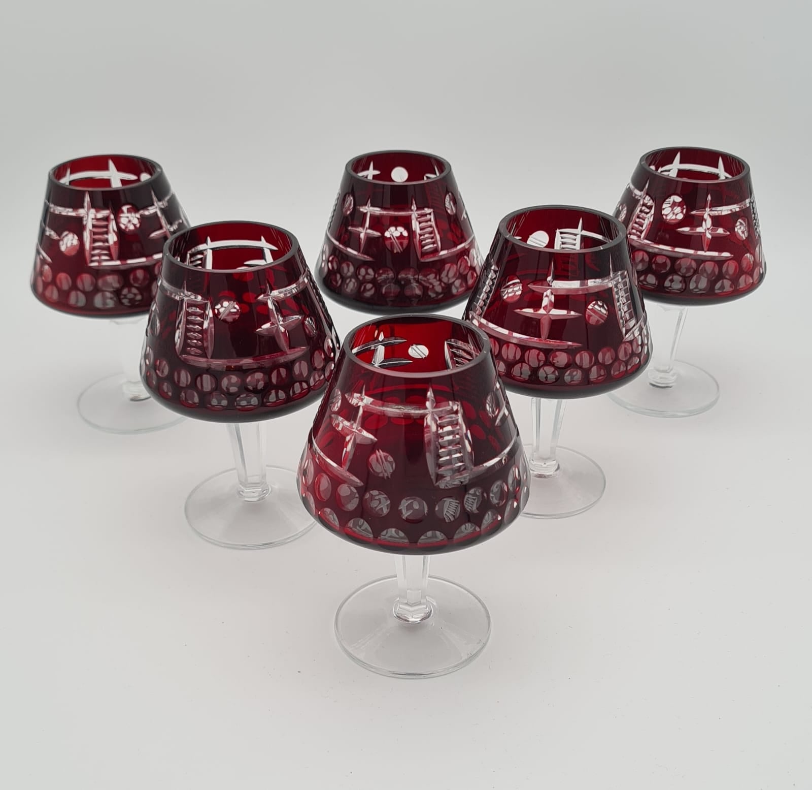 Cognacgläser / Likörgläser in Rot 6er-Set Bleikristallglas