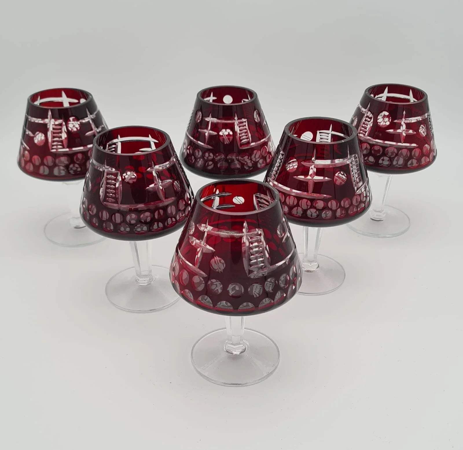 Cognacgläser / Likörgläser in Rot 6er-Set Bleikristallglas