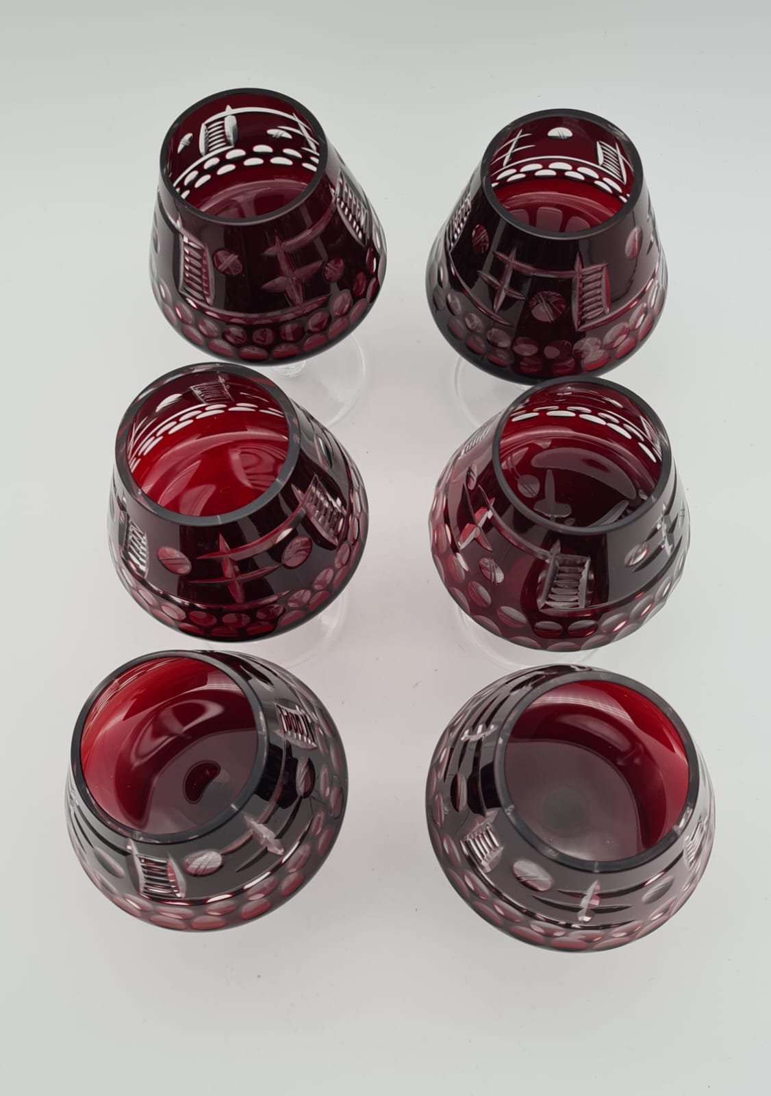 Cognacgläser / Likörgläser in Rot 6er-Set Bleikristallglas