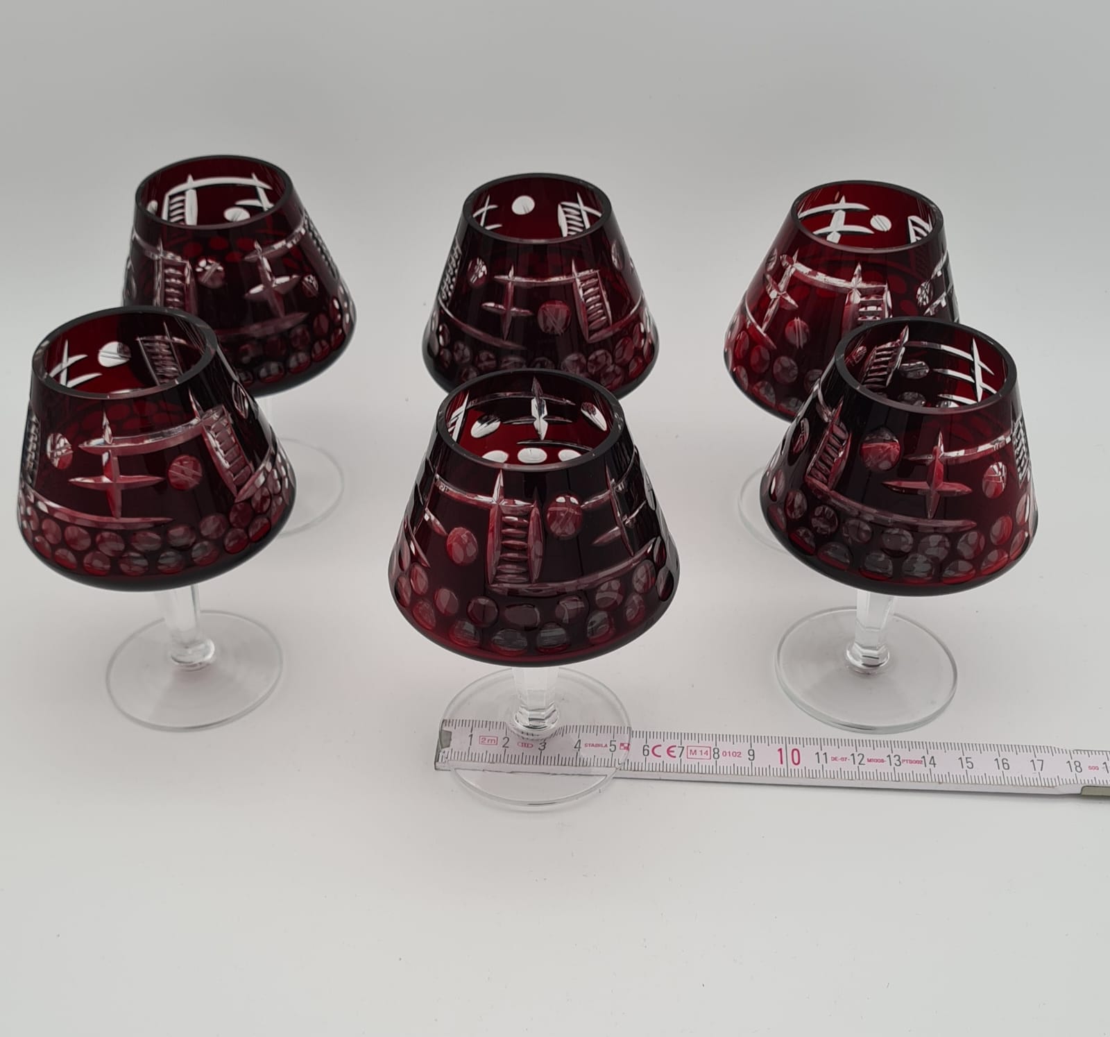 Cognacgläser / Likörgläser in Rot 6er-Set Bleikristallglas