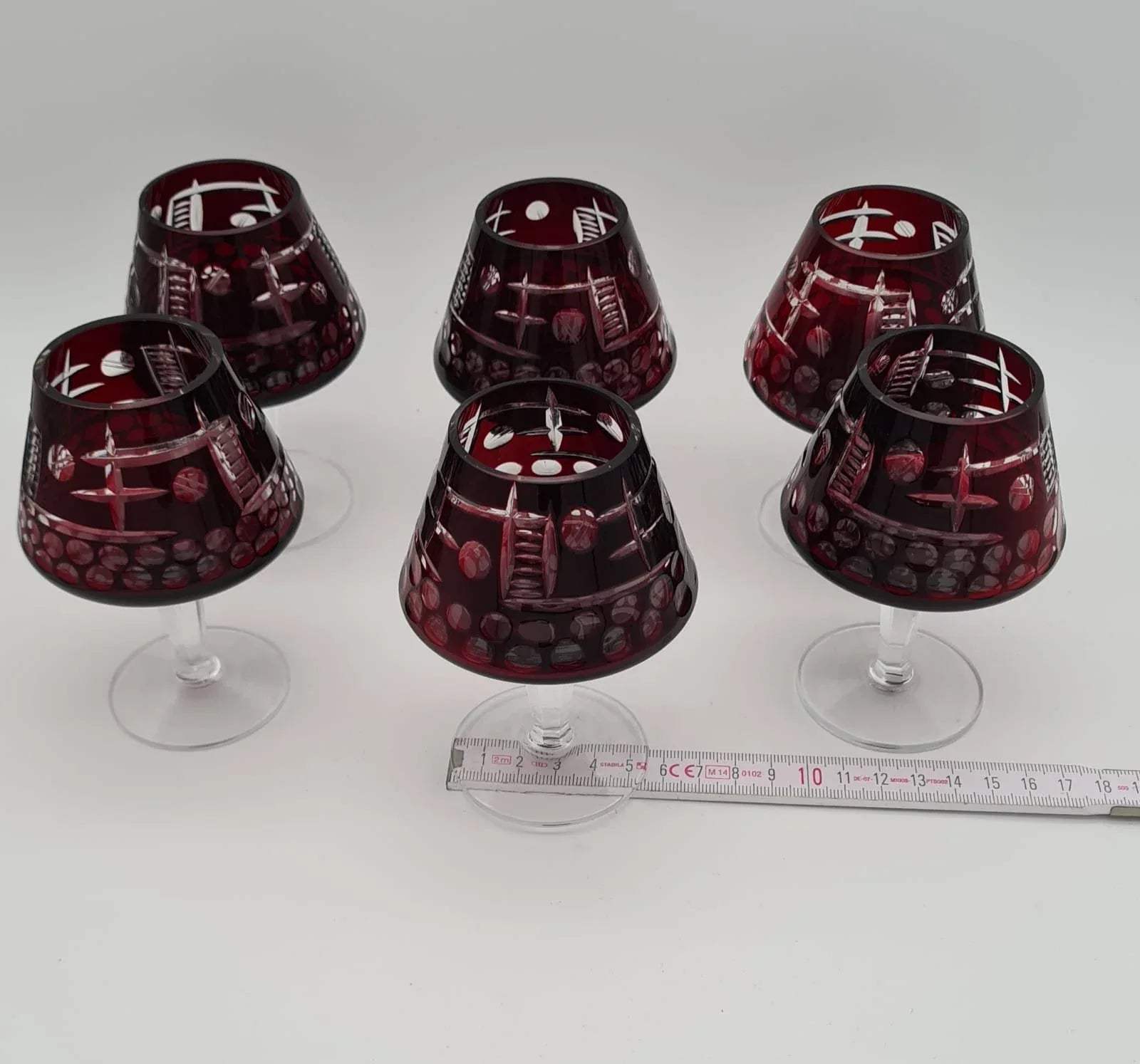 Cognacgläser / Likörgläser in Rot 6er-Set Bleikristallglas