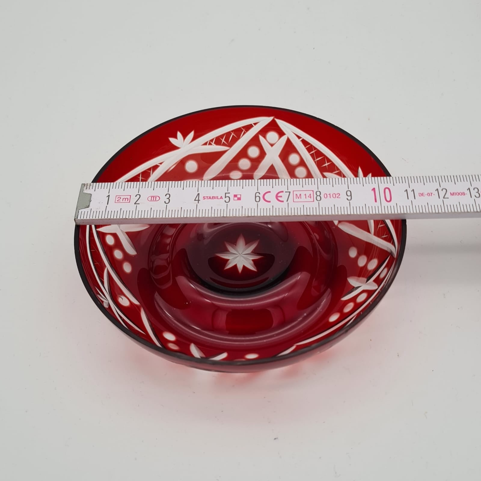 Kristallglas Tassen mit Untertassen in Rot 3er-Set, Bleikristall Teetassen