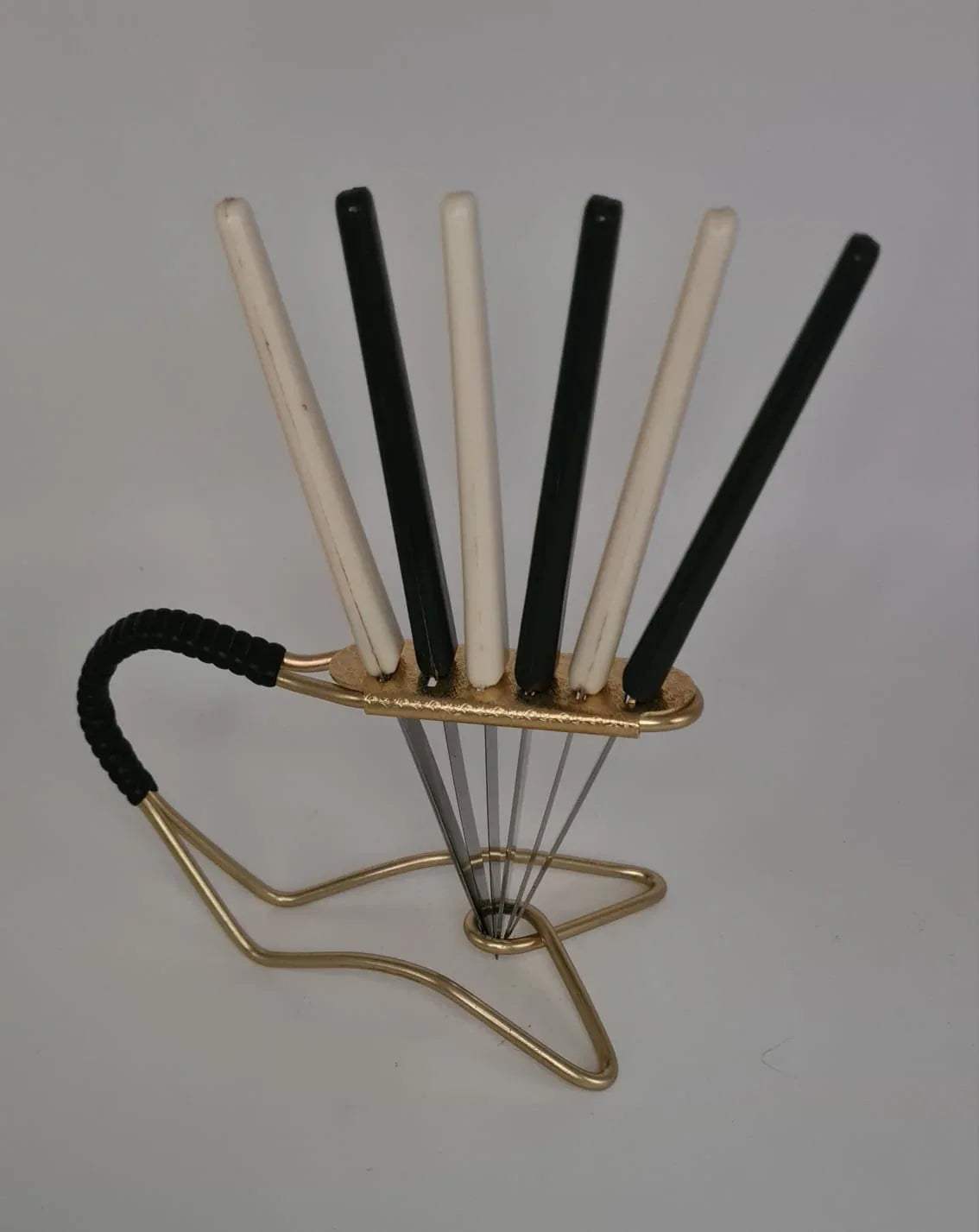 6er Set Messer Rockabilly Stil, Obstmesser im Ständer Rostfrei