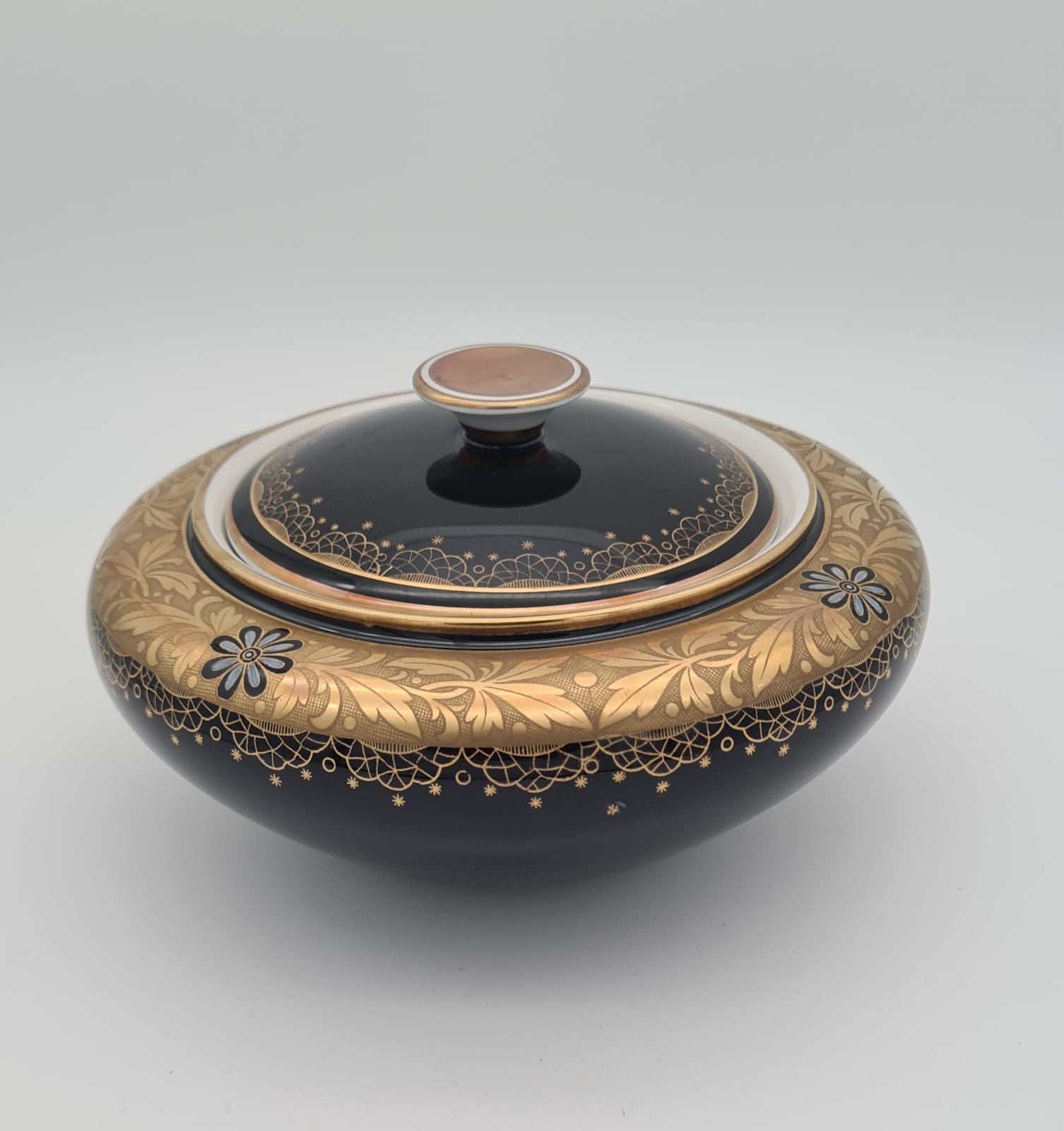 Deckeldose Weimar Porzellan echt Kobalt, Bonboniere