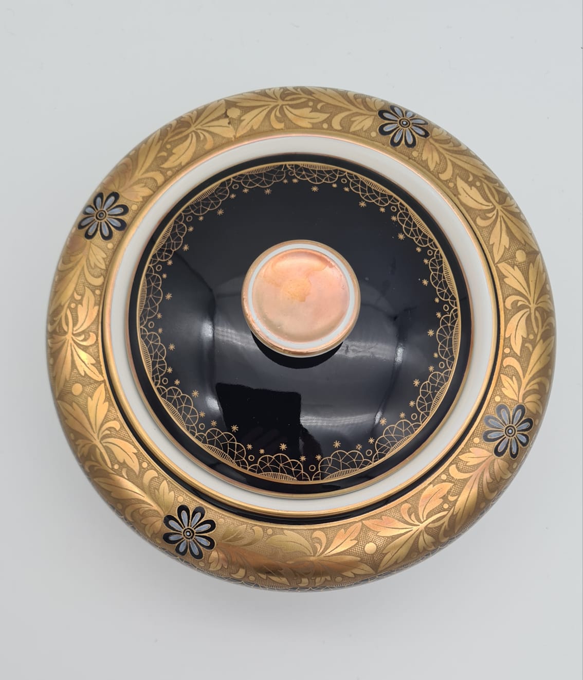 Deckeldose Weimar Porzellan echt Kobalt, Bonboniere