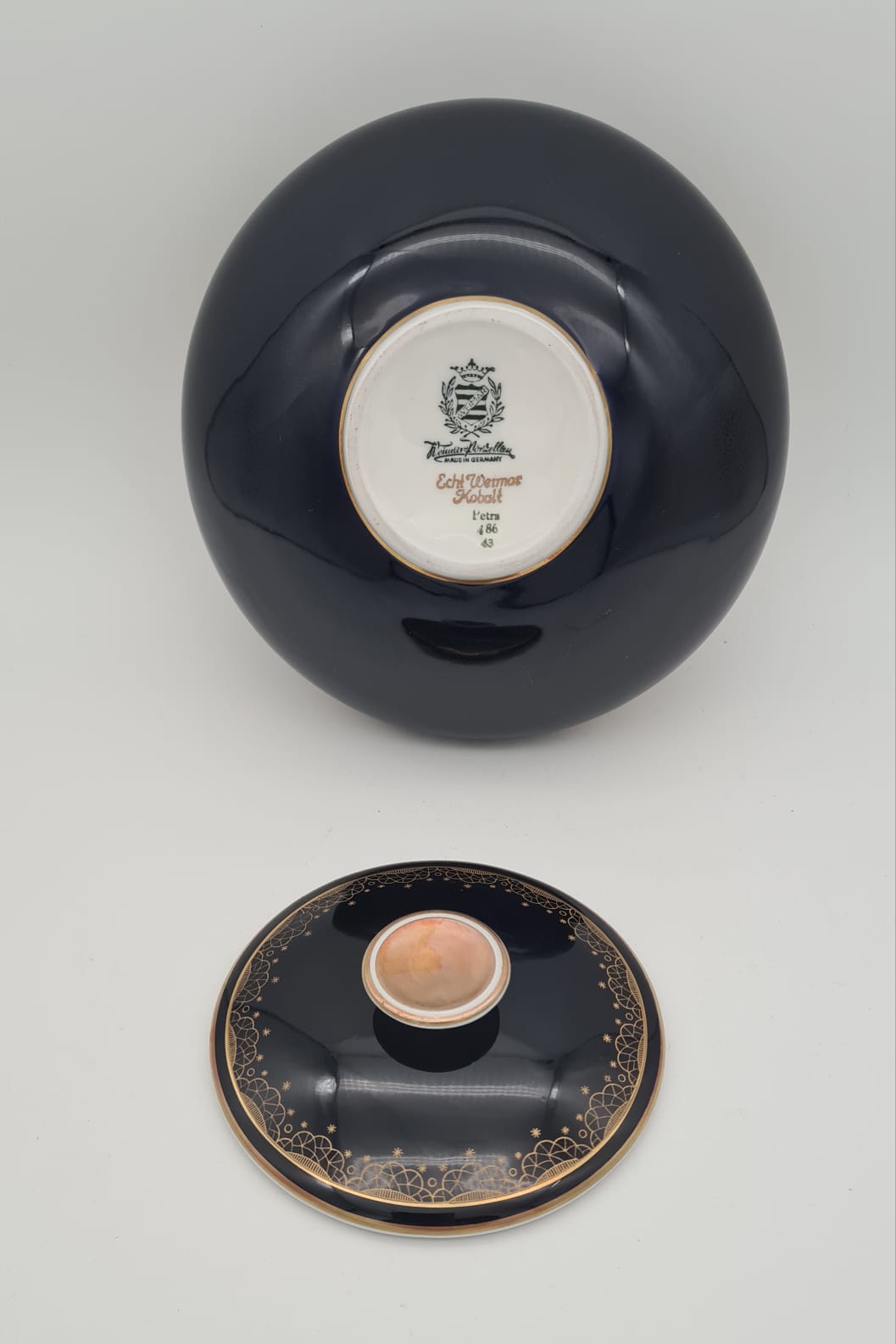 Deckeldose Weimar Porzellan echt Kobalt, Bonboniere