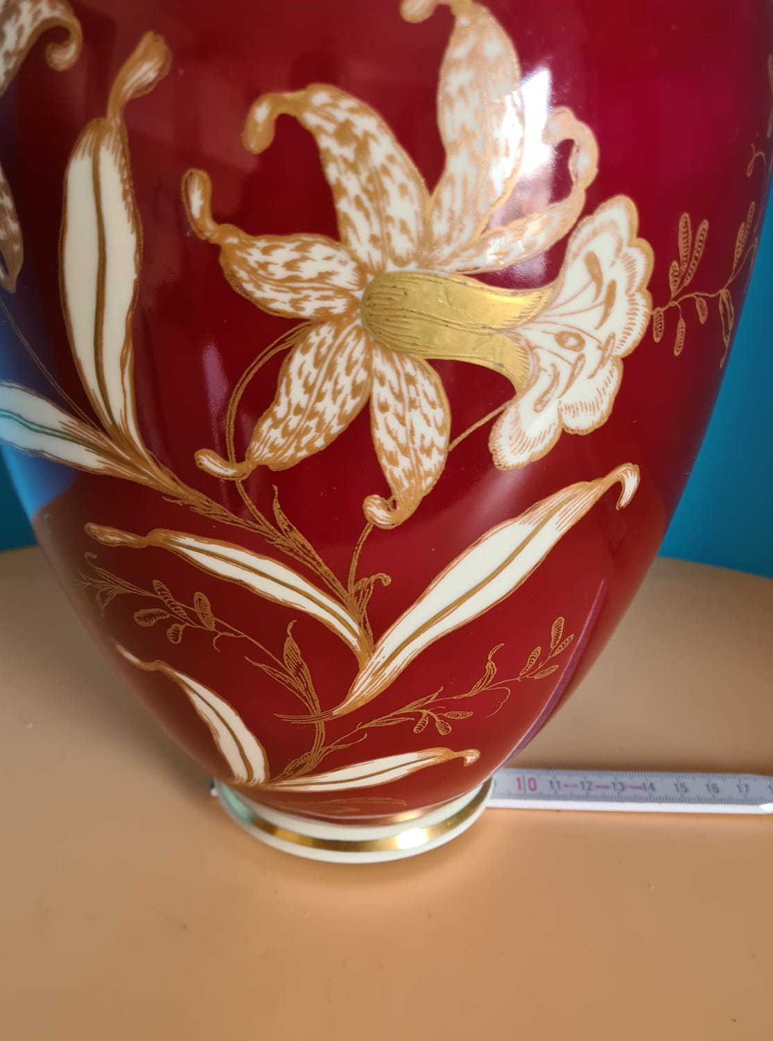 Vase Reichenbacher Porzellan 34 cm, Bauchvase, Blumenvase