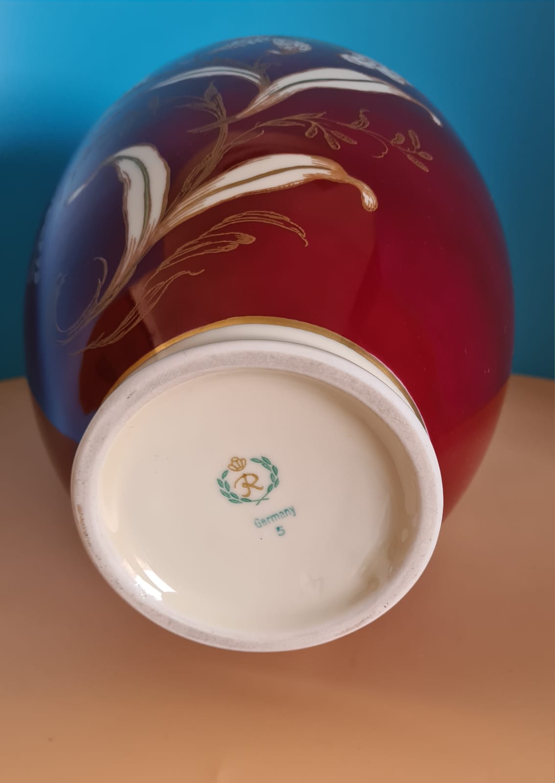 Vase Reichenbacher Porzellan 34 cm, Bauchvase, Blumenvase