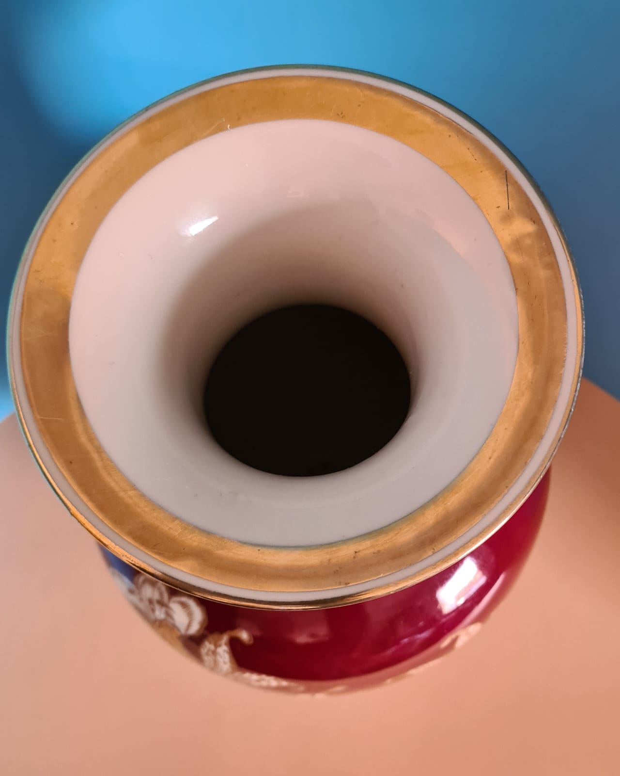 Vase Reichenbacher Porzellan 34 cm, Bauchvase, Blumenvase