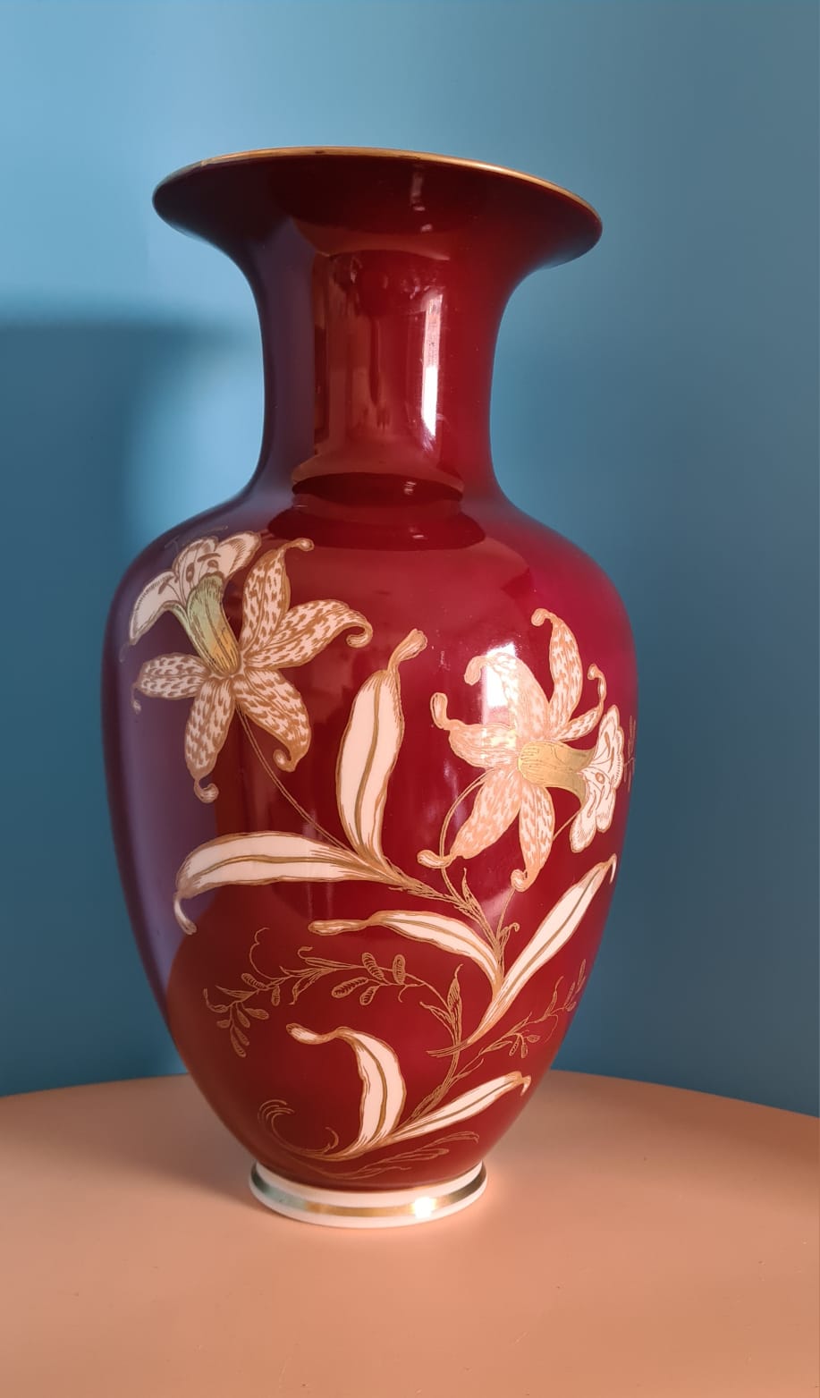 Vase Reichenbacher Porzellan 34 cm, Bauchvase, Blumenvase