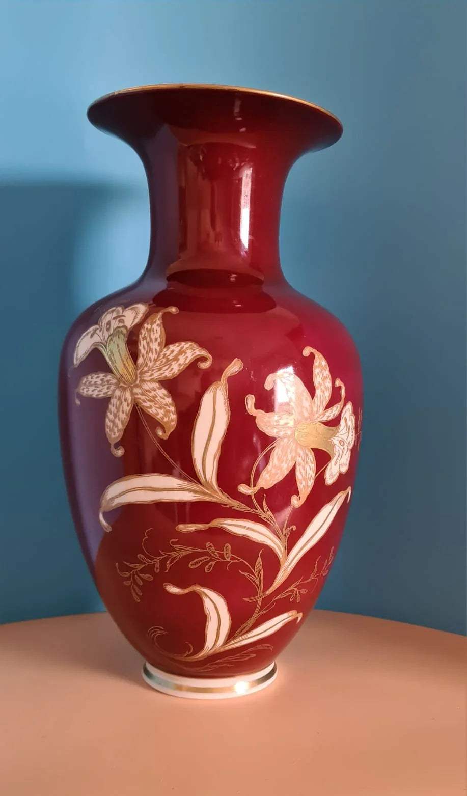 Vase Reichenbacher Porzellan 34 cm, Bauchvase, Blumenvase