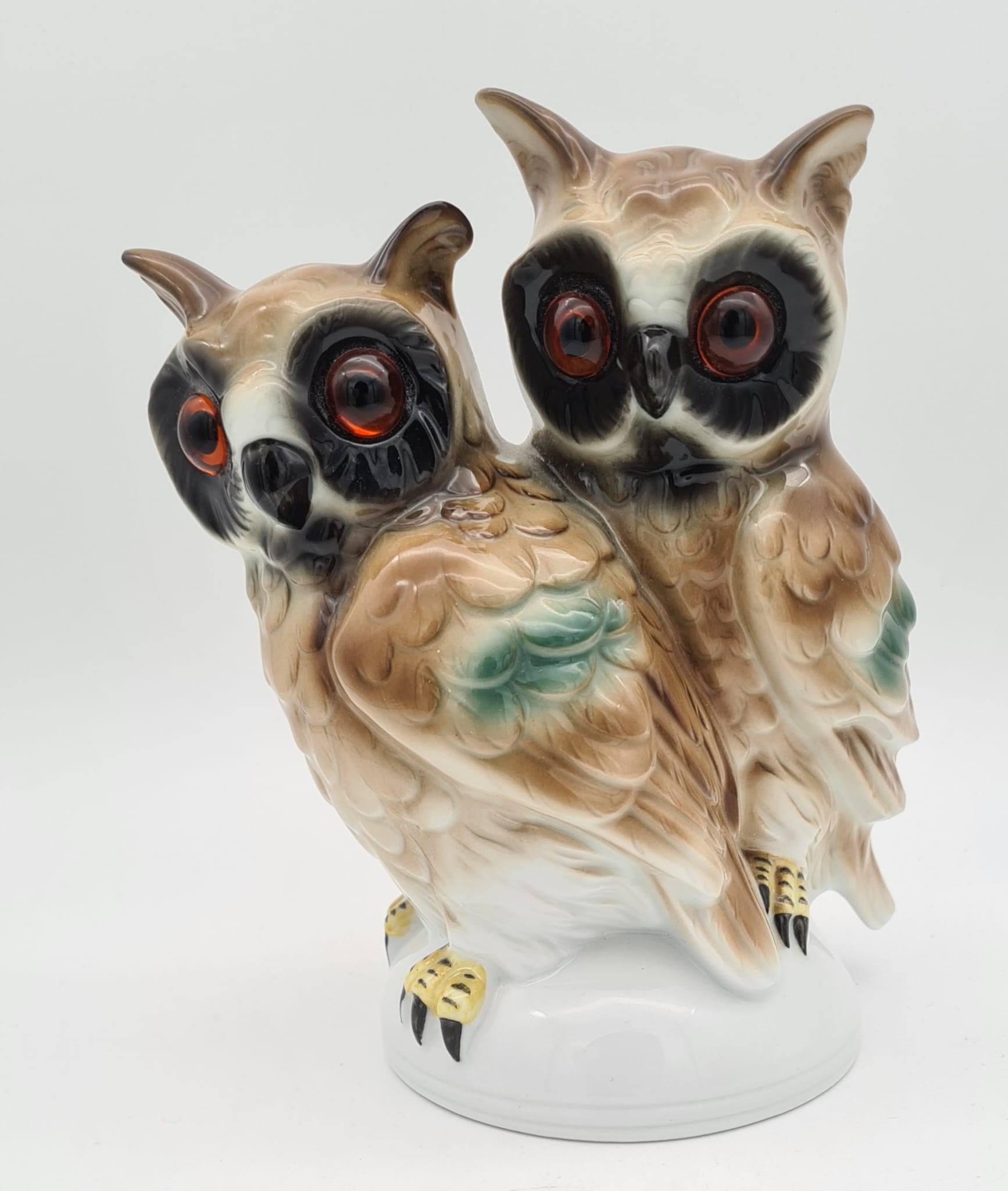Porzellanfigur Eulen Gräfenthal / Sitzendorf, Eulenfigur aus Porzellan