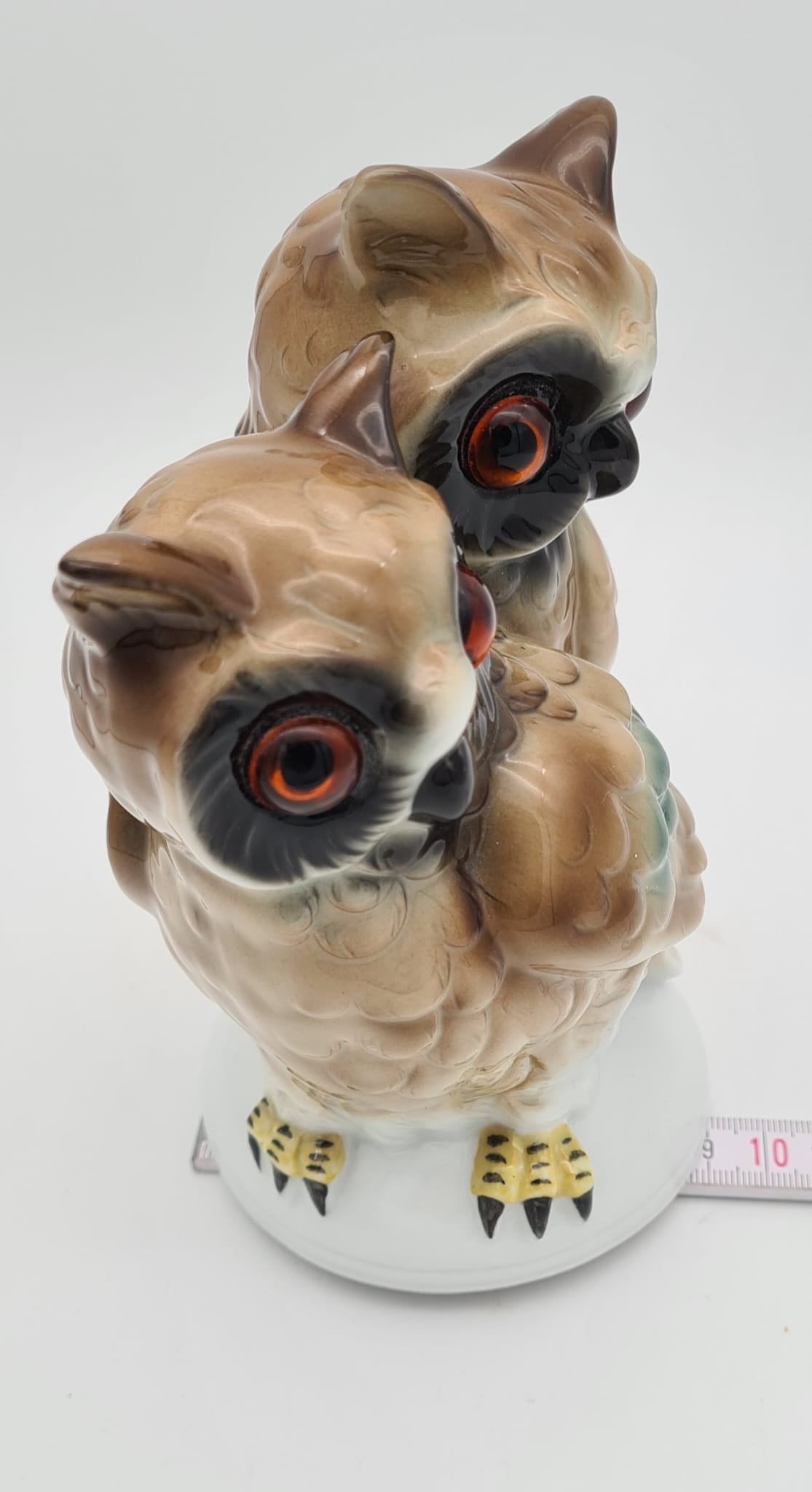 Porzellanfigur Eulen Gräfenthal / Sitzendorf, Eulenfigur aus Porzellan