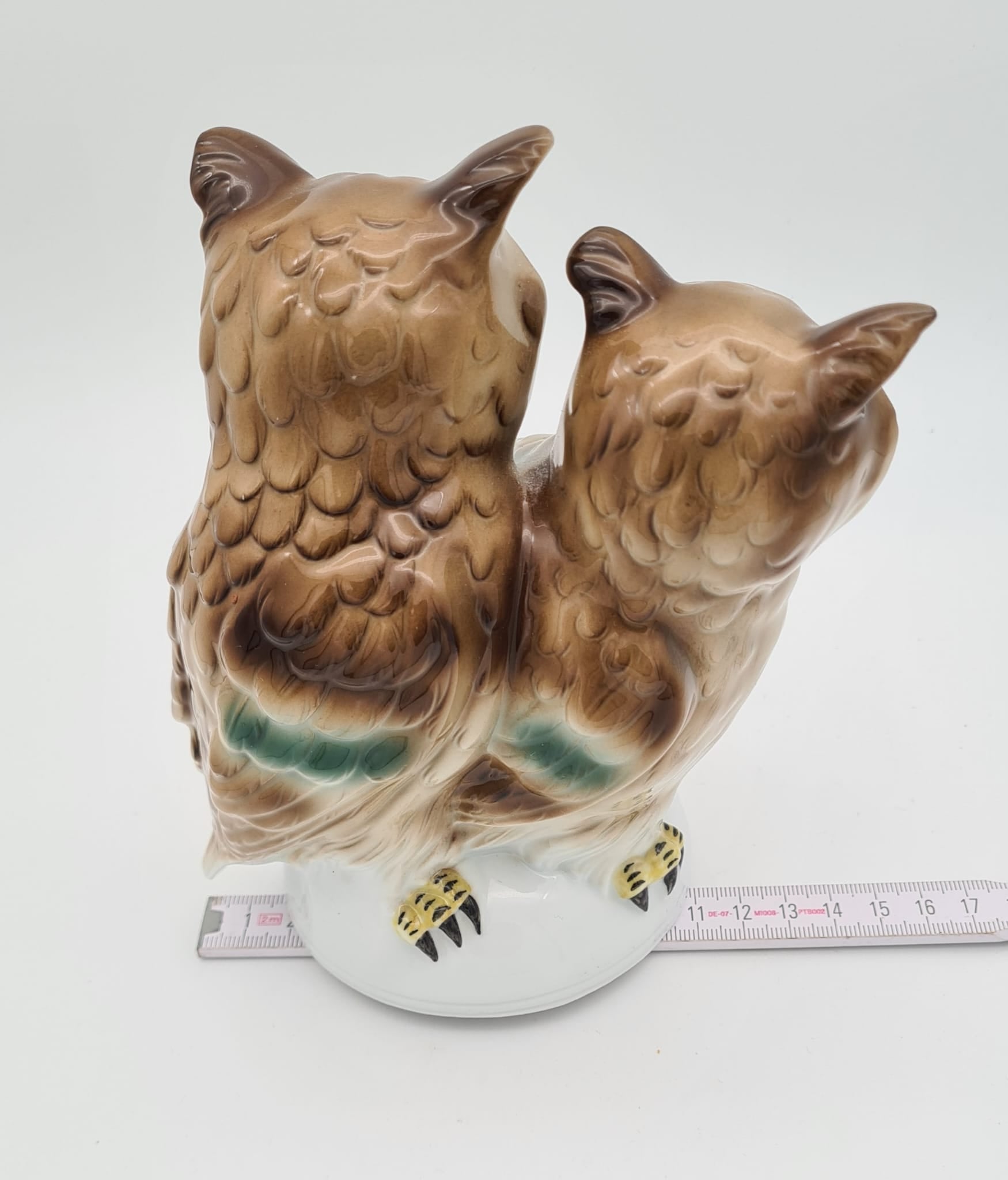 Porzellanfigur Eulen Gräfenthal / Sitzendorf, Eulenfigur aus Porzellan