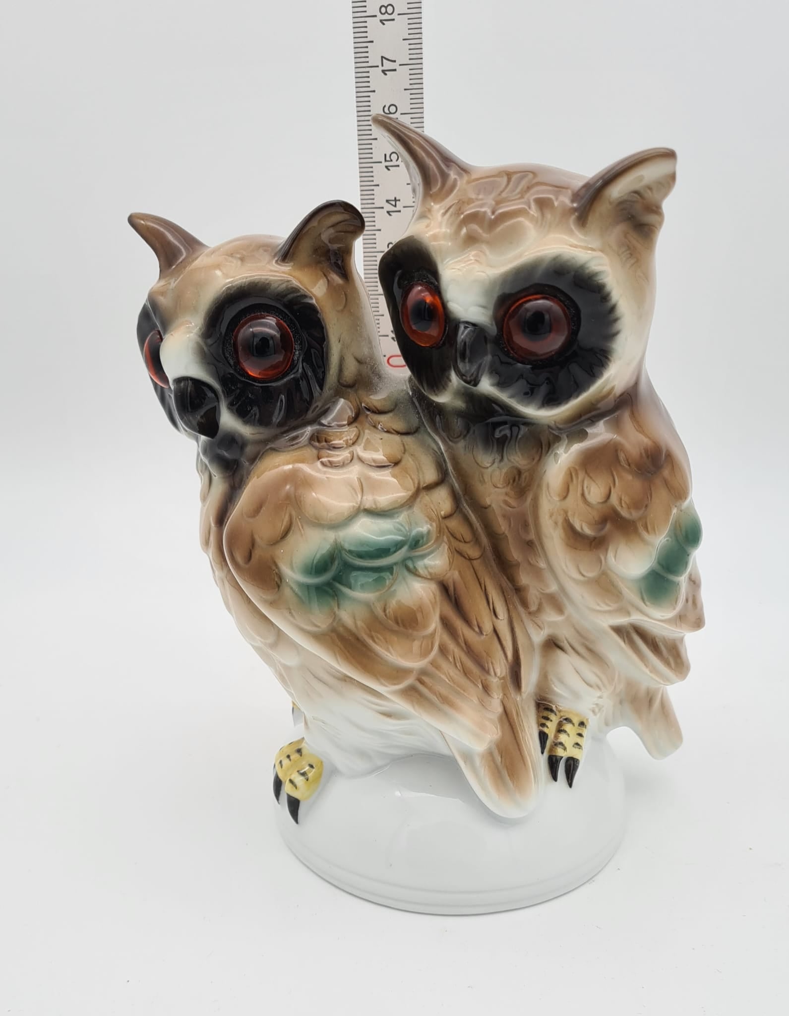 Porzellanfigur Eulen Gräfenthal / Sitzendorf, Eulenfigur aus Porzellan