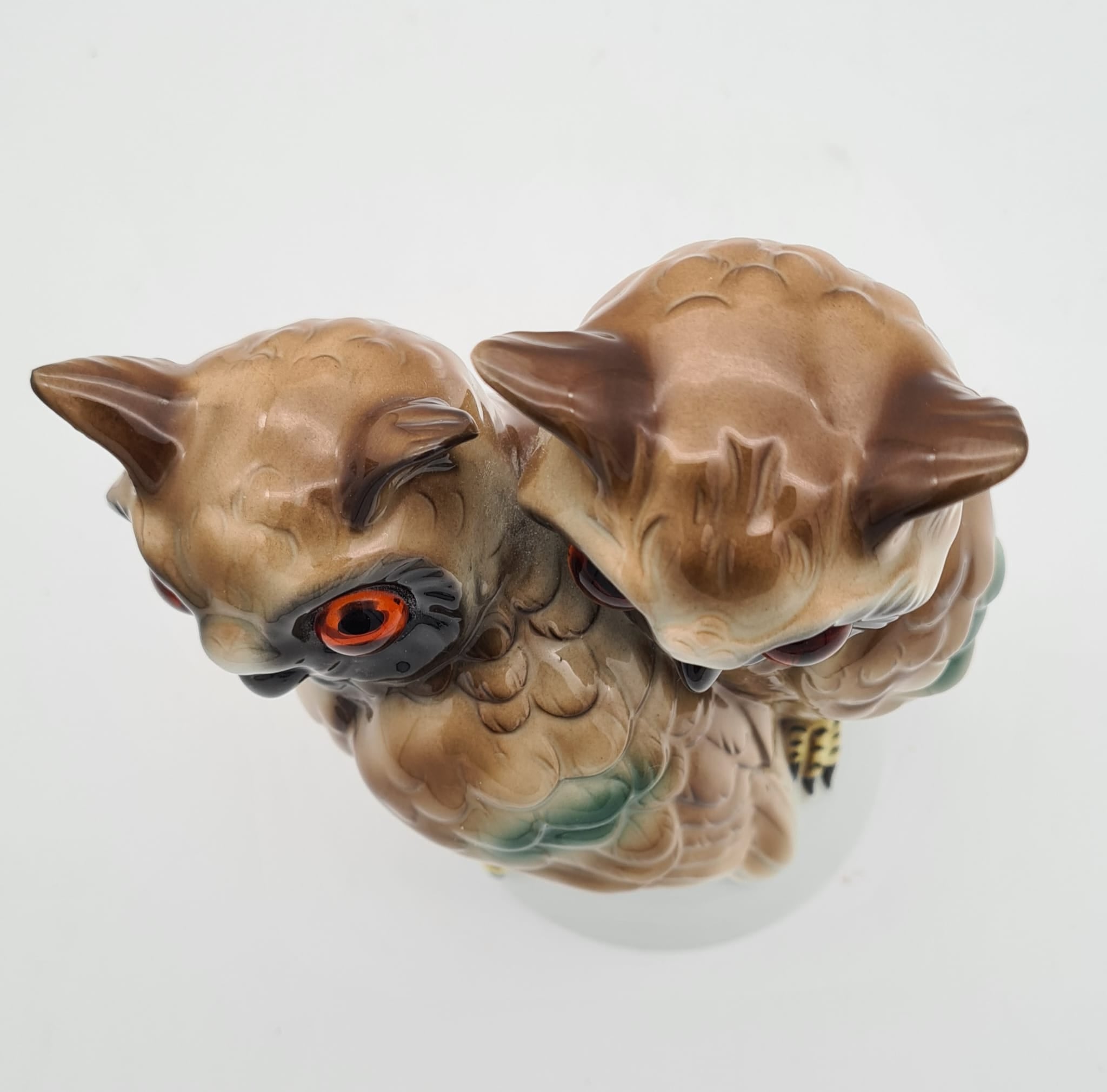 Porzellanfigur Eulen Gräfenthal / Sitzendorf, Eulenfigur aus Porzellan