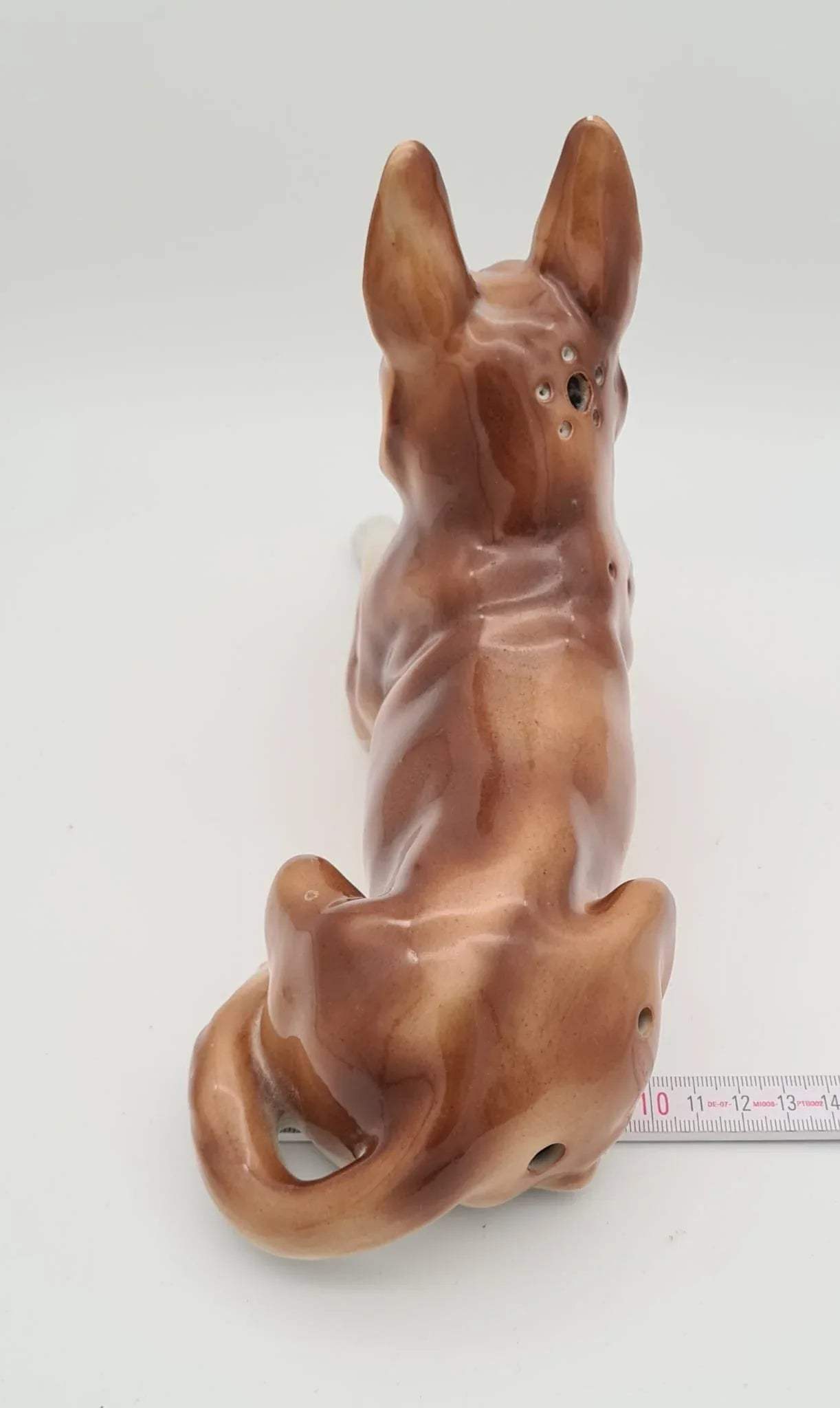 Alte Porzellanfigur Schäferhund LGW, Schäferhund aus Porzellan