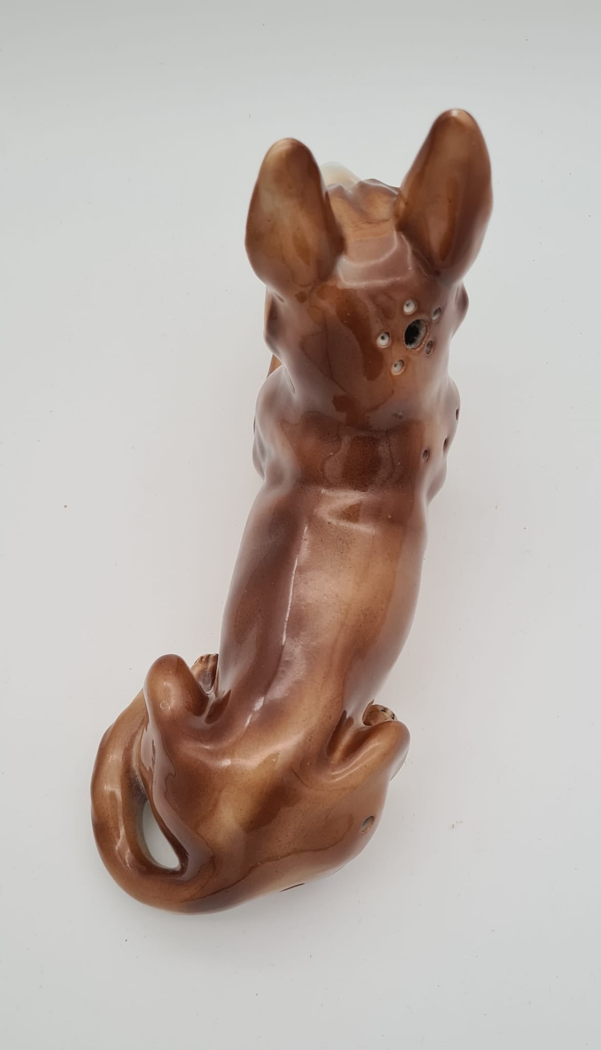 Alte Porzellanfigur Schäferhund LGW, Schäferhund aus Porzellan