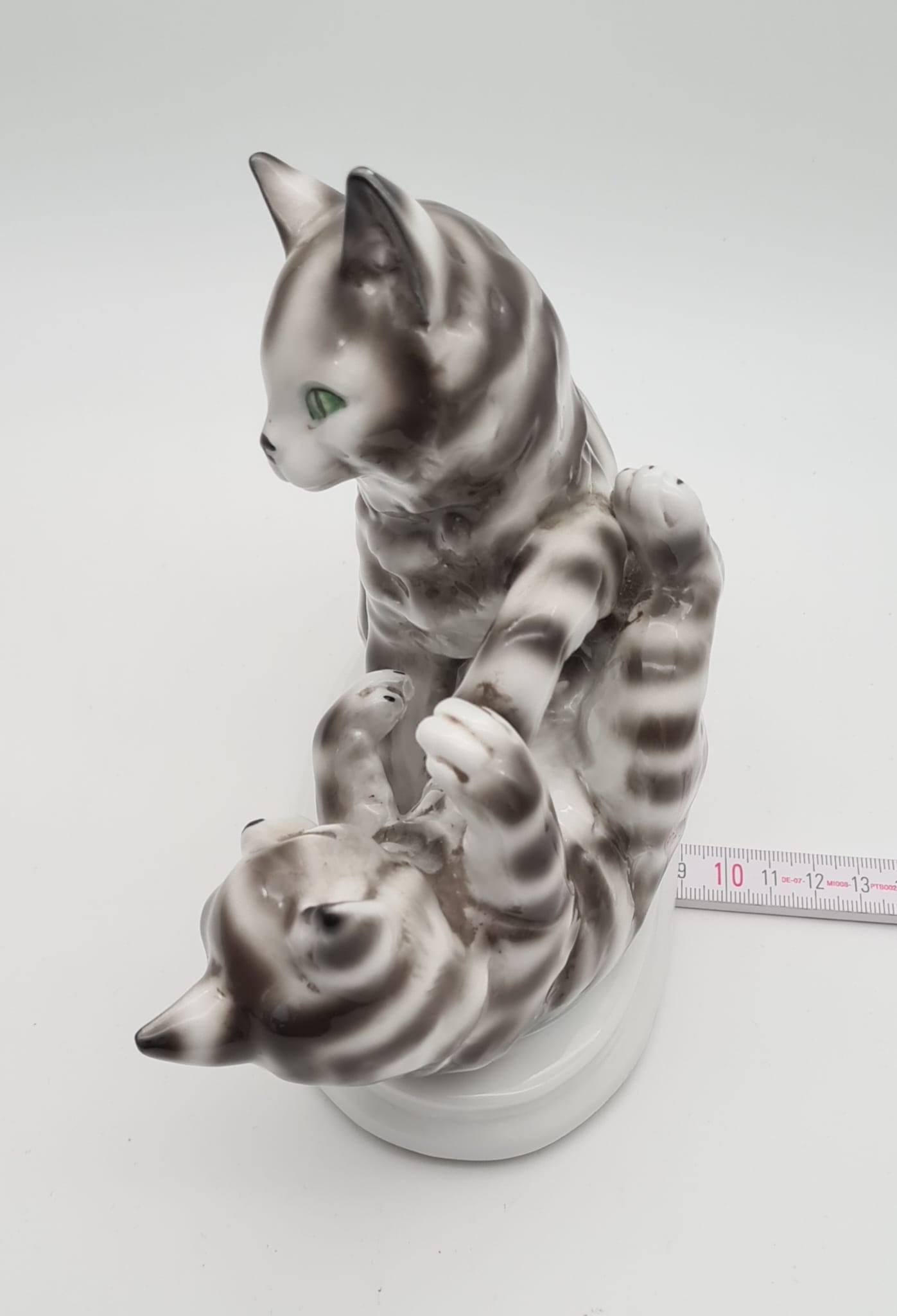 Porzellanfigur Katzen Gräfenthal C. Scheidig, Katzenfigur aus Porzellan