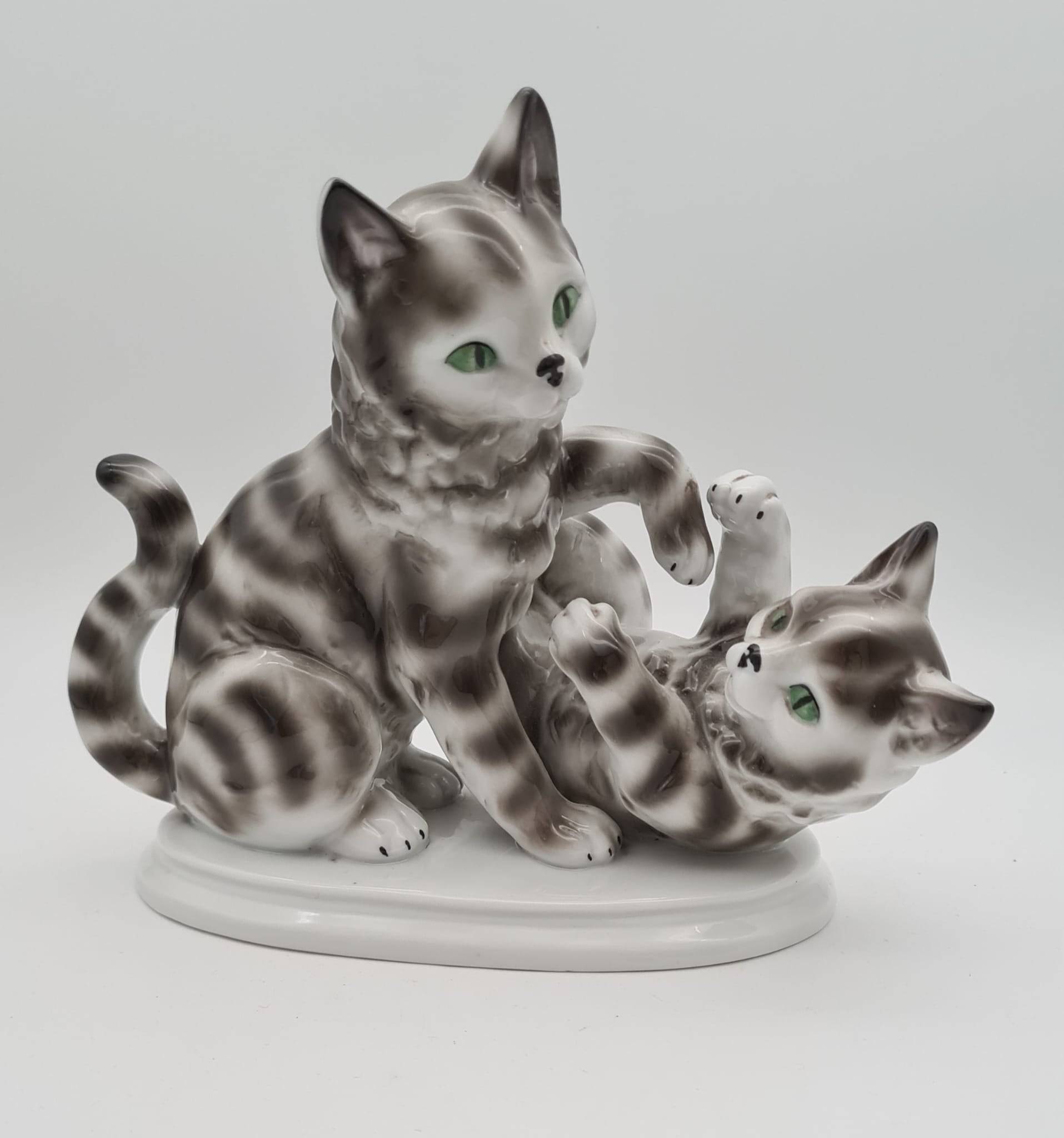 Porzellanfigur Katzen Gräfenthal C. Scheidig, Katzenfigur aus Porzellan