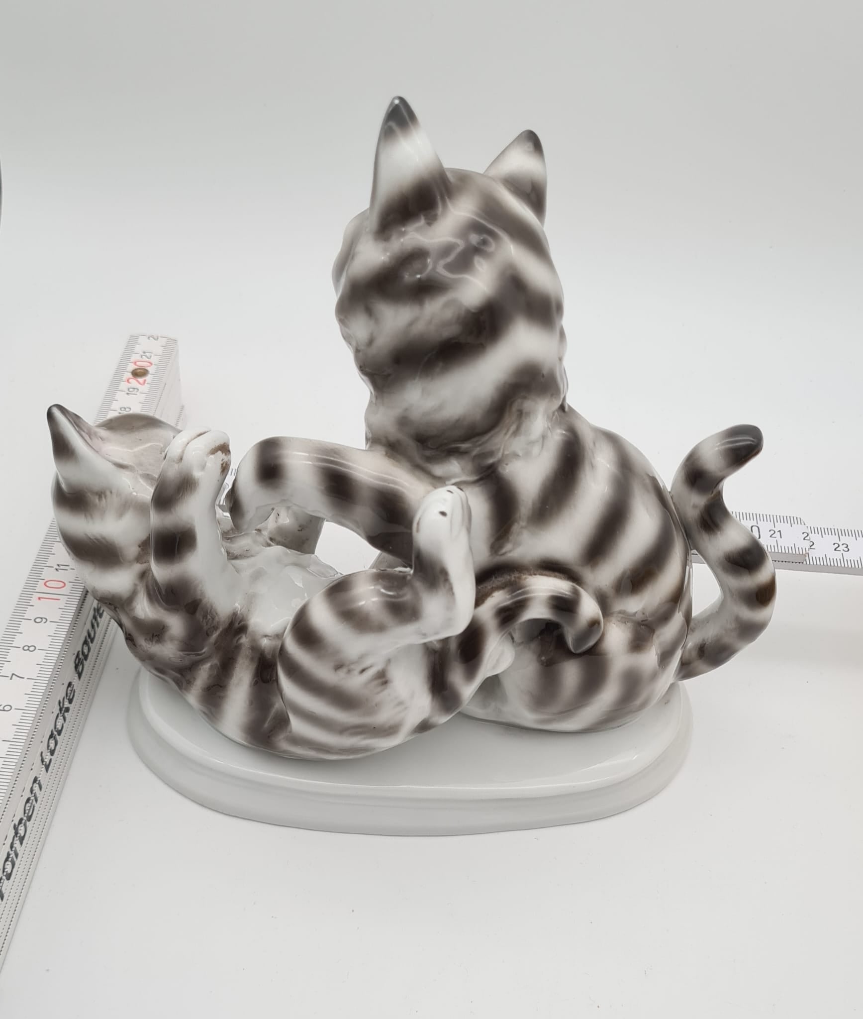 Porzellanfigur Katzen Gräfenthal C. Scheidig, Katzenfigur aus Porzellan