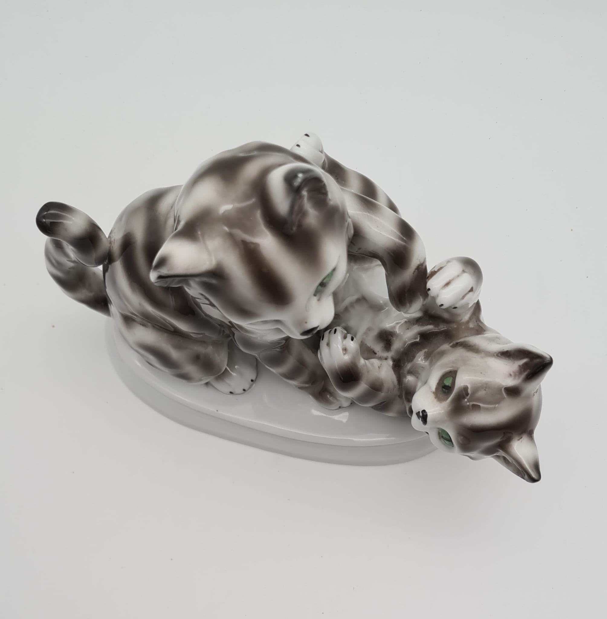 Porzellanfigur Katzen Gräfenthal C. Scheidig, Katzenfigur aus Porzellan