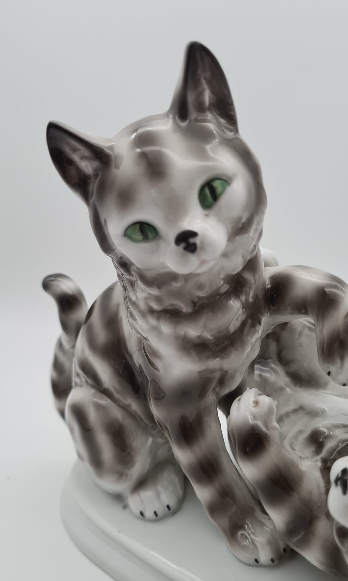 Porzellanfigur Katzen Gräfenthal C. Scheidig, Katzenfigur aus Porzellan