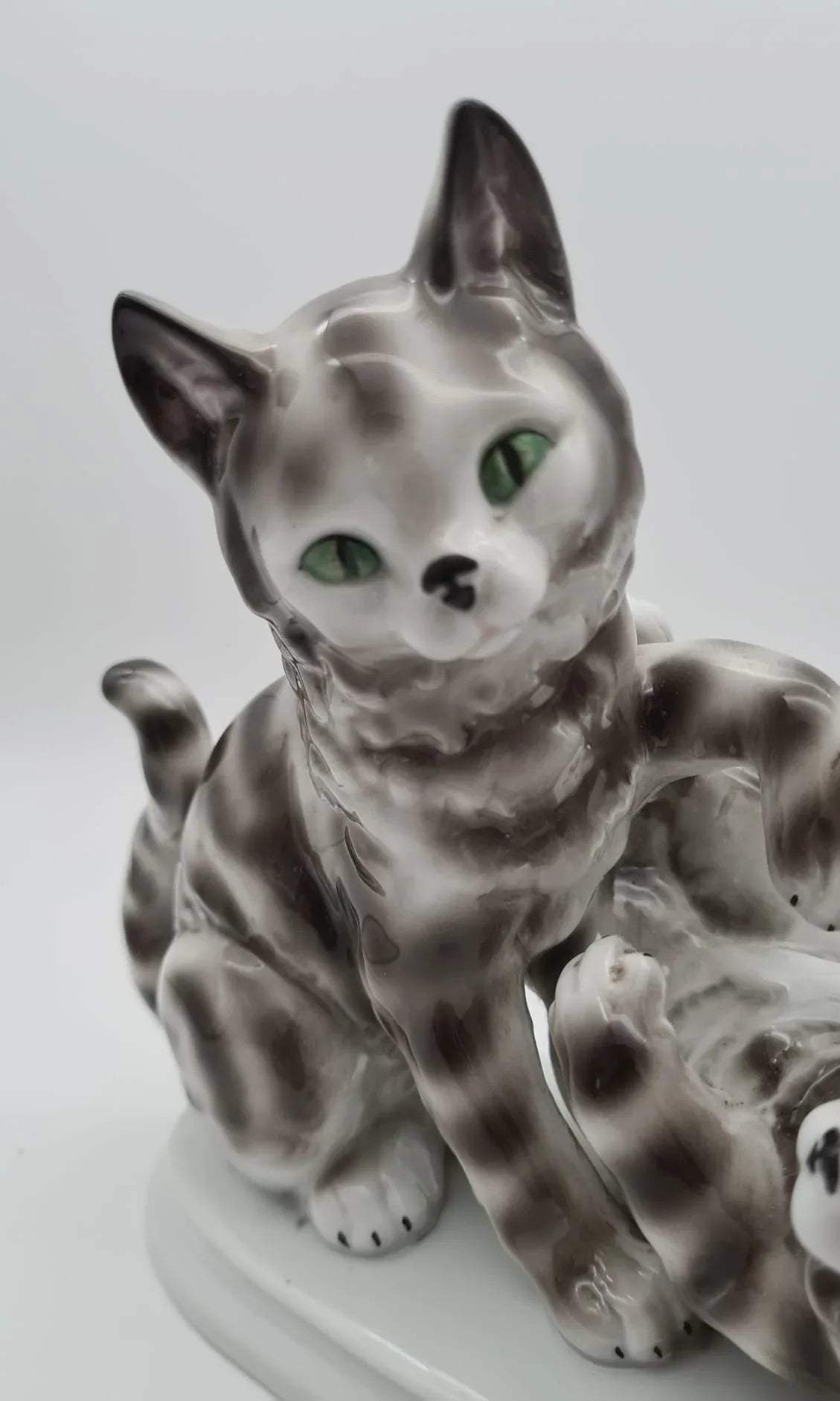 Porzellanfigur Katzen Gräfenthal C. Scheidig, Katzenfigur aus Porzellan