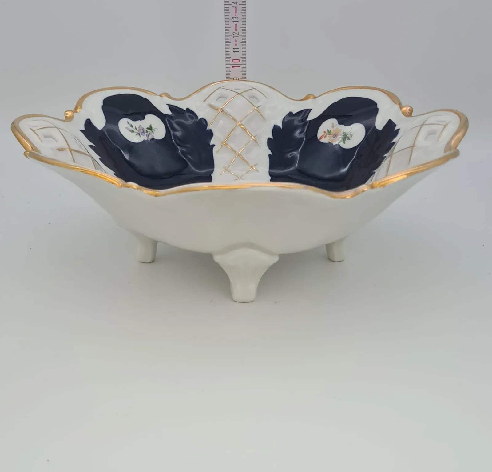 Prunkschale Reichenbacher Porzellan Fine China GDR Kobaltblau vergoldet, Schale, Obstschale