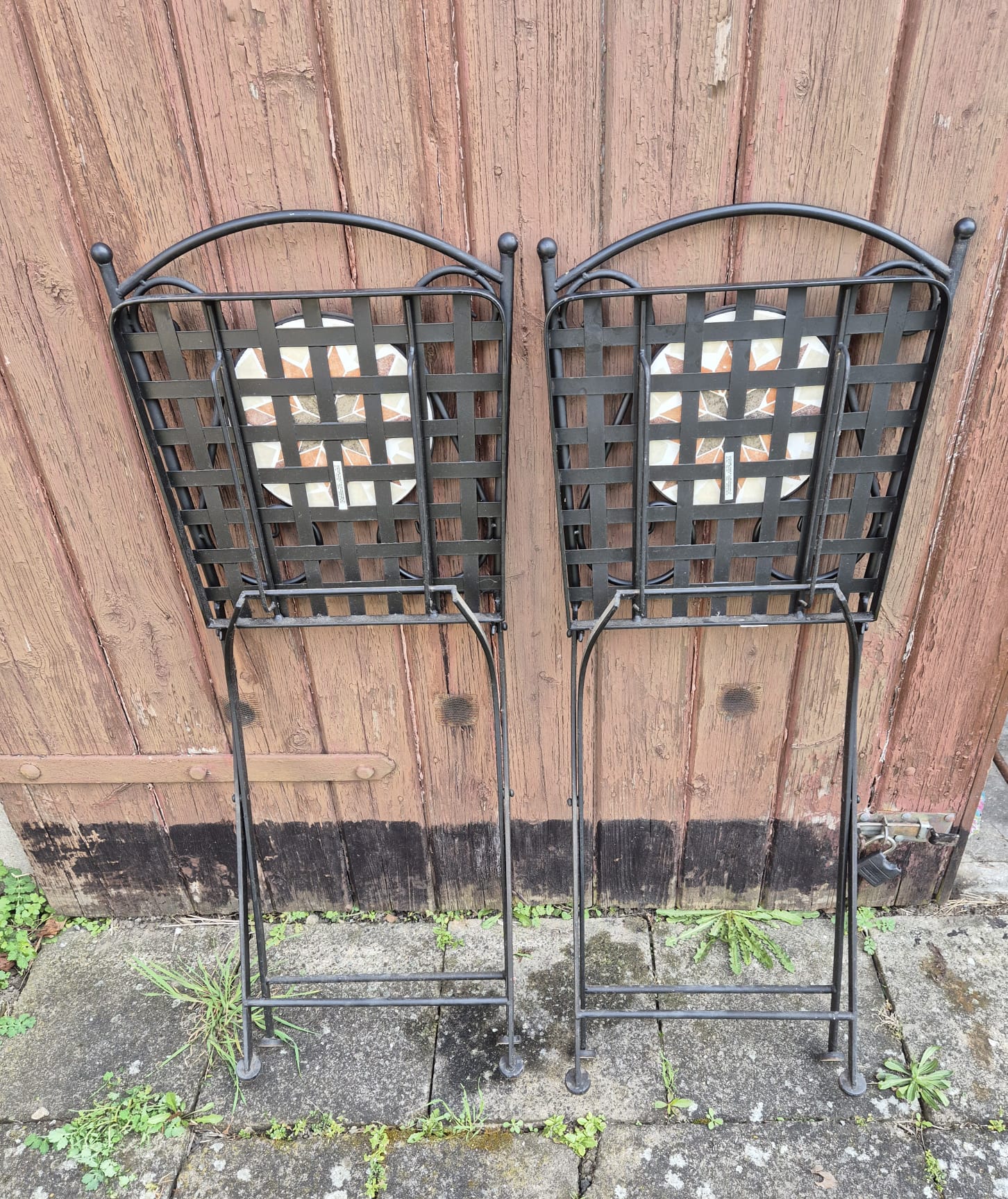 Klappstuhl Gardamo, Gartenstuhl mit Stahlgestell und Mosaik