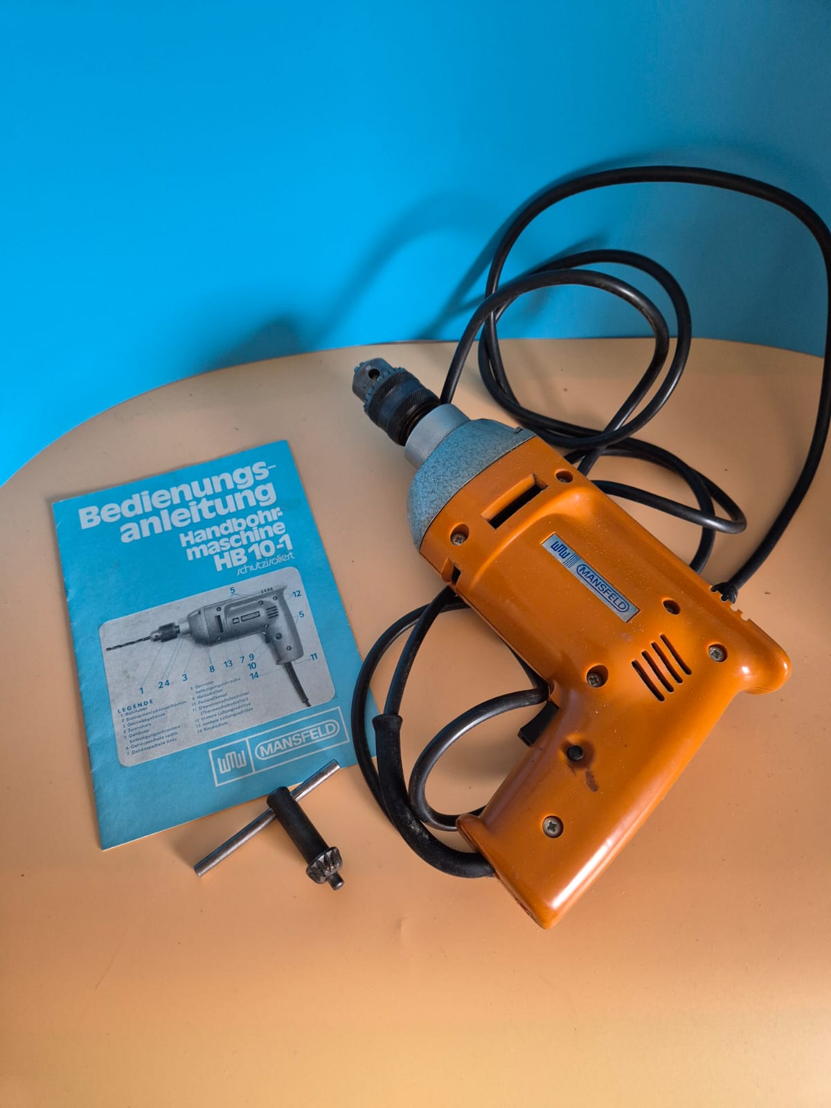 DDR Handbohrmaschine HB 10-1 Mansfeld mit Bedienungsanleitung + OVP