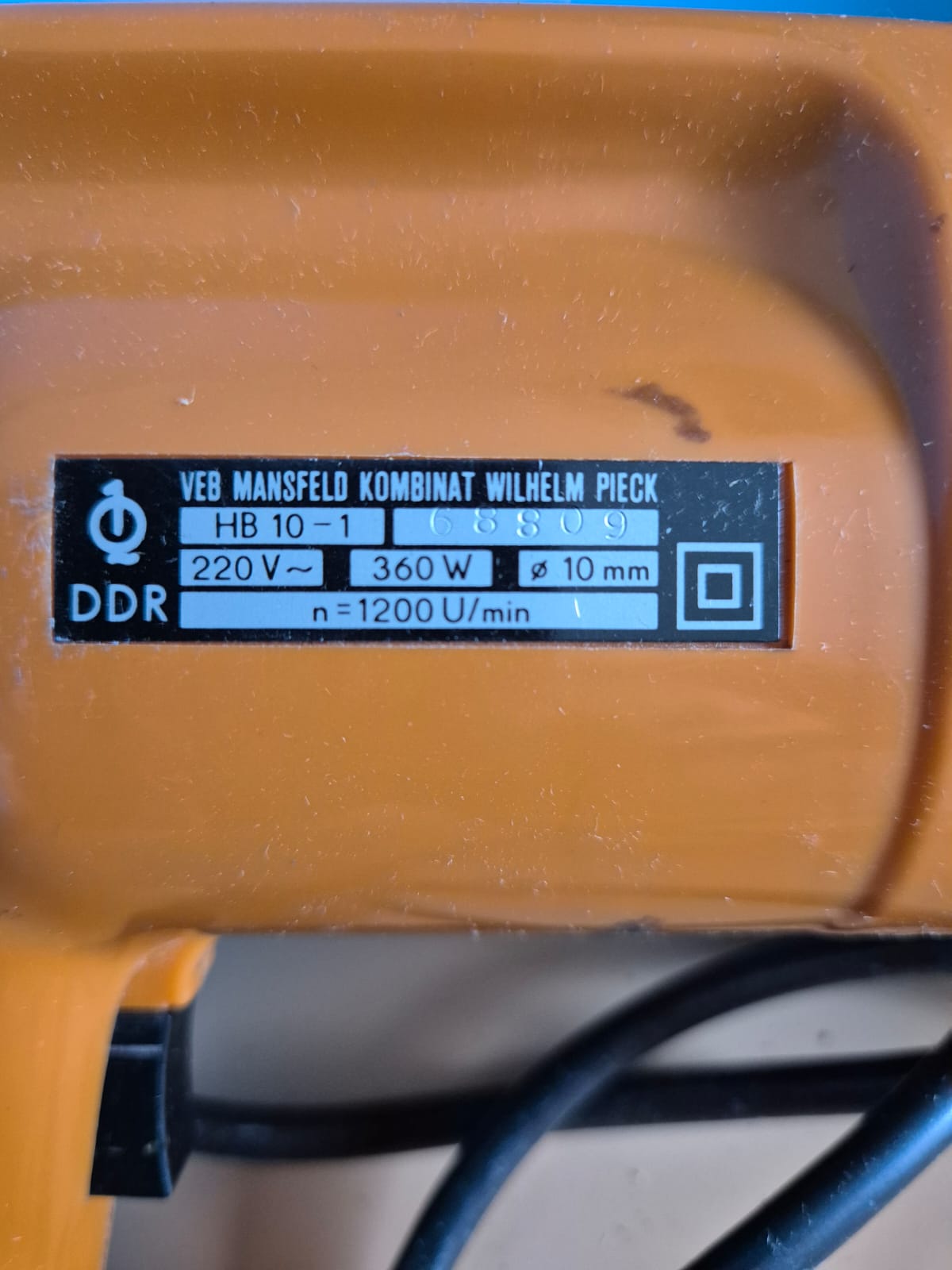 DDR Handbohrmaschine HB 10-1 Mansfeld mit Bedienungsanleitung + OVP