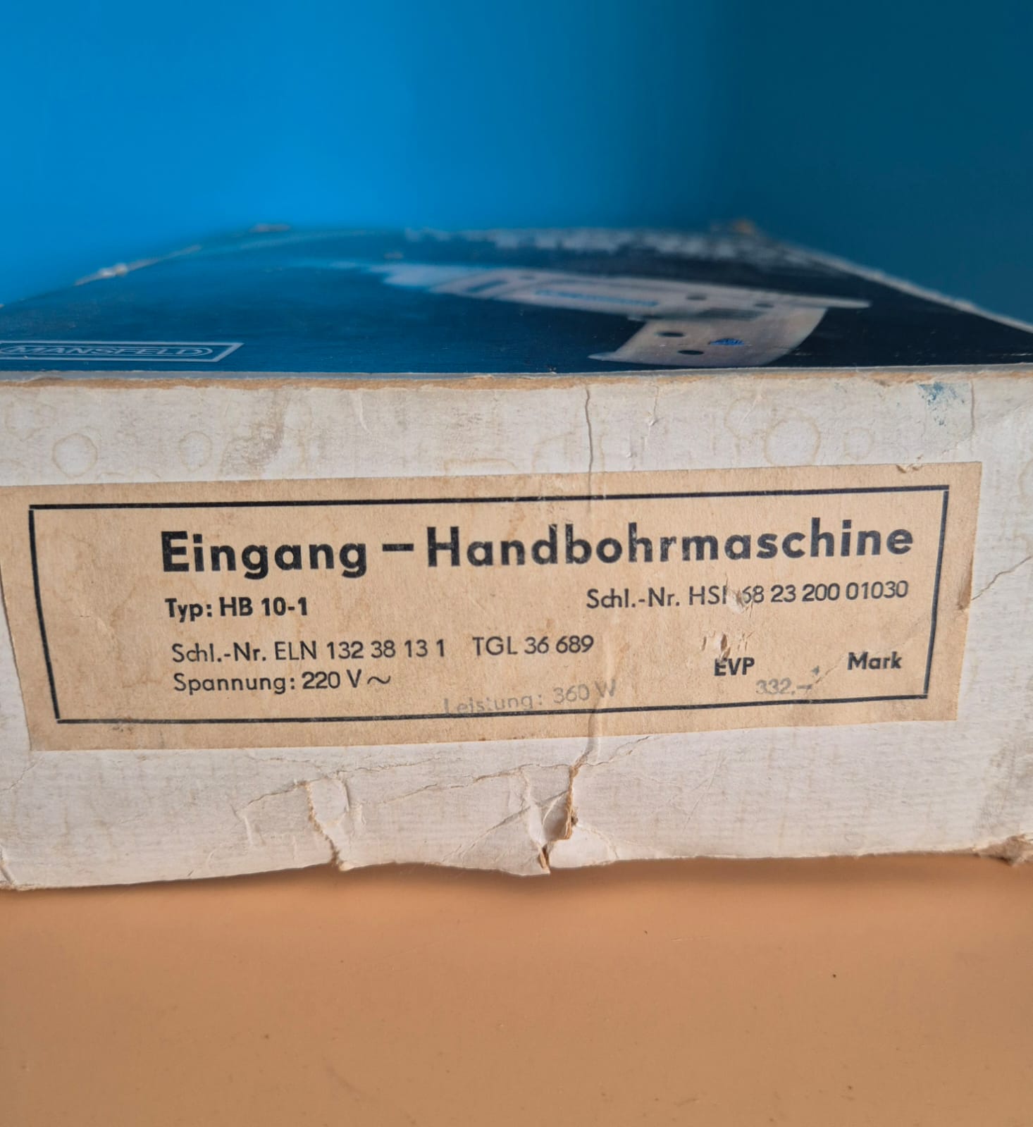DDR Handbohrmaschine HB 10-1 Mansfeld mit Bedienungsanleitung + OVP
