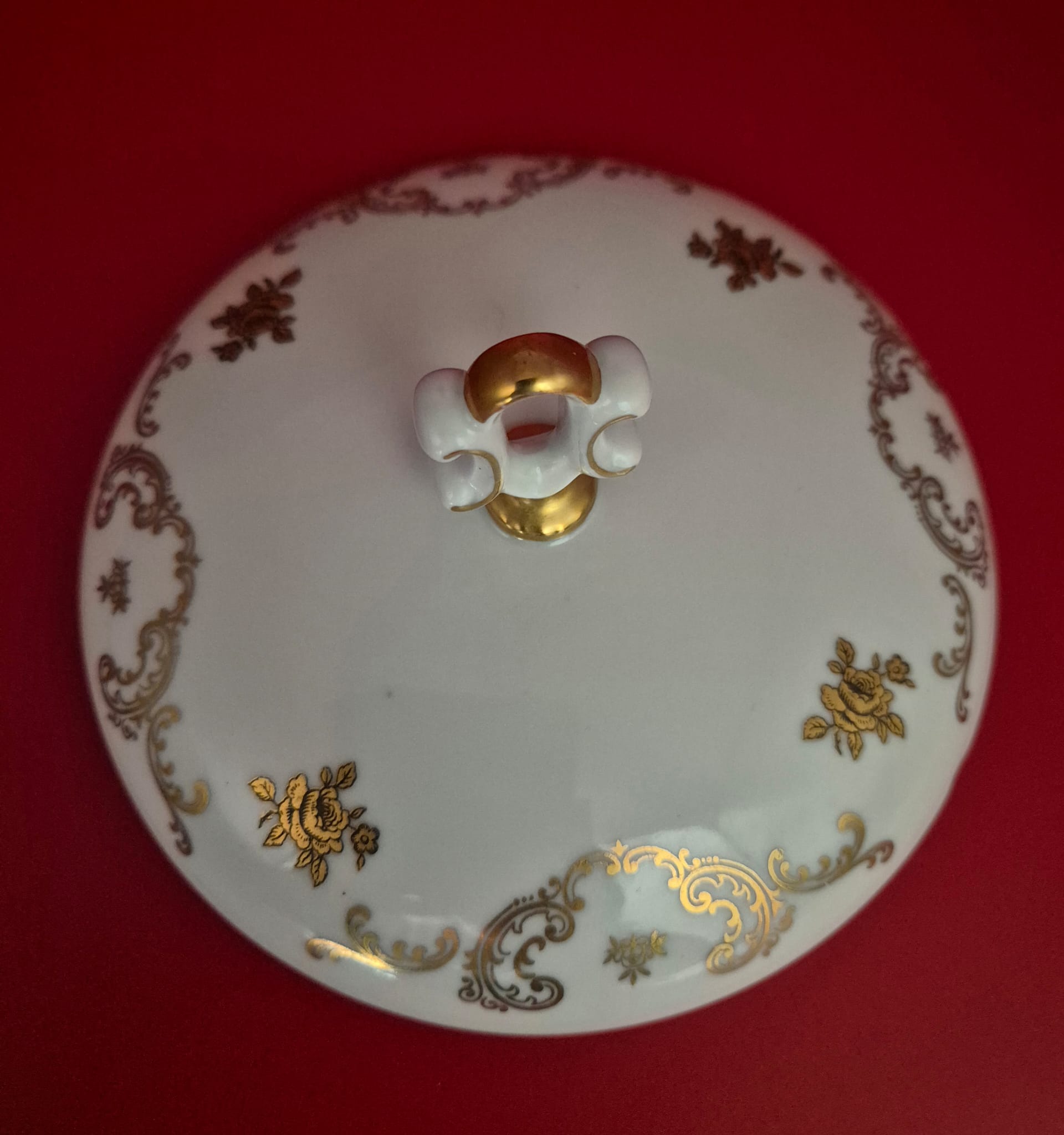 Reichenbacher Porzellan Deckeldose, Bonboniere vergoldet