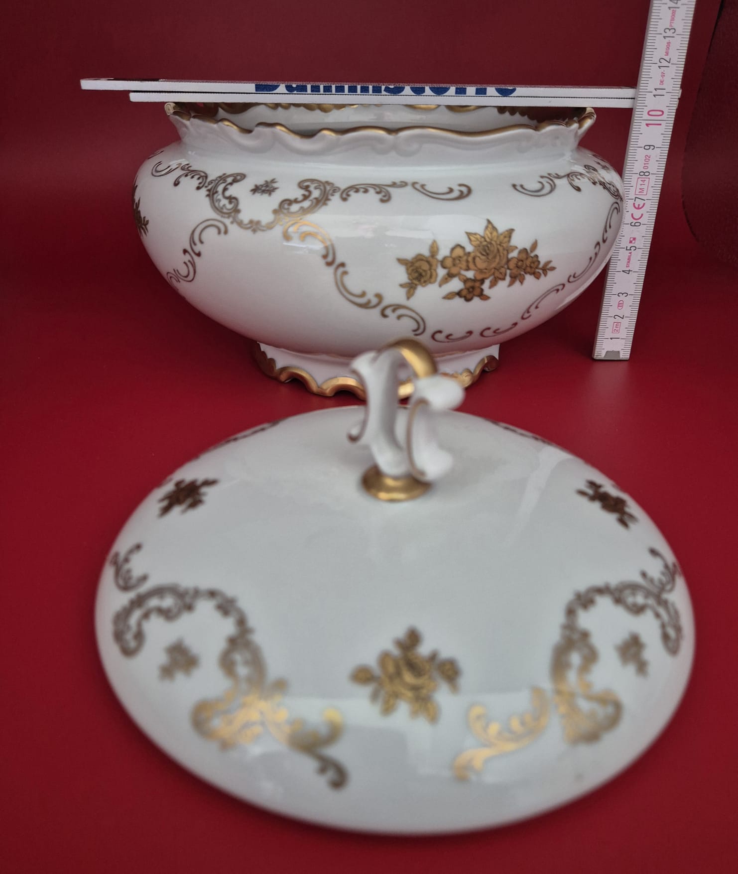 Reichenbacher Porzellan Deckeldose, Bonboniere vergoldet