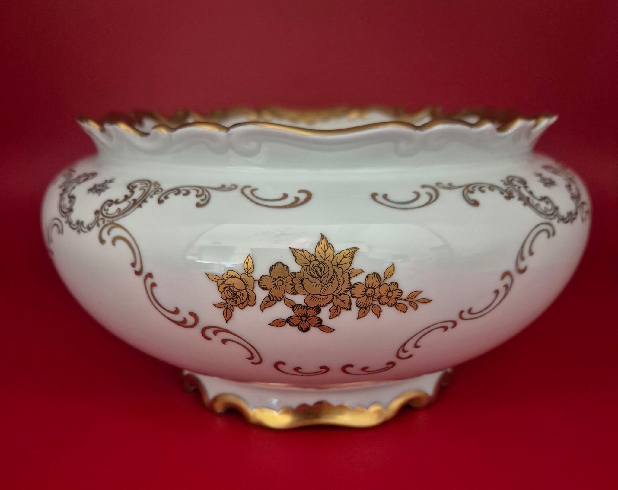 Reichenbacher Porzellan Deckeldose, Bonboniere vergoldet