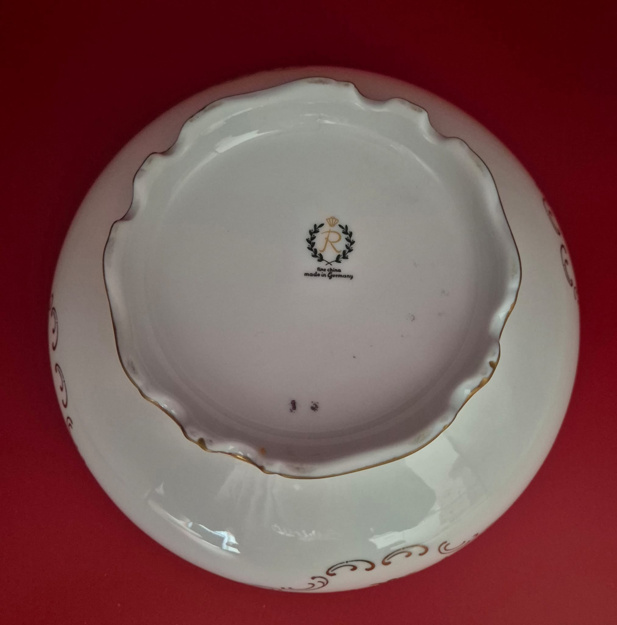 Reichenbacher Porzellan Deckeldose, Bonboniere vergoldet